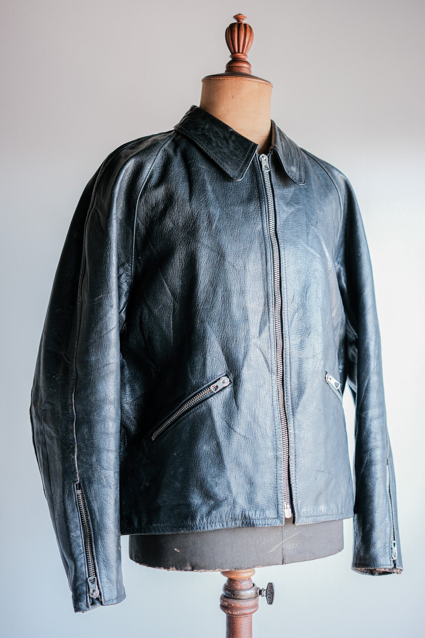 【~60’s】Italian Army Motorcycle Leather Jacket "Civilian Type"