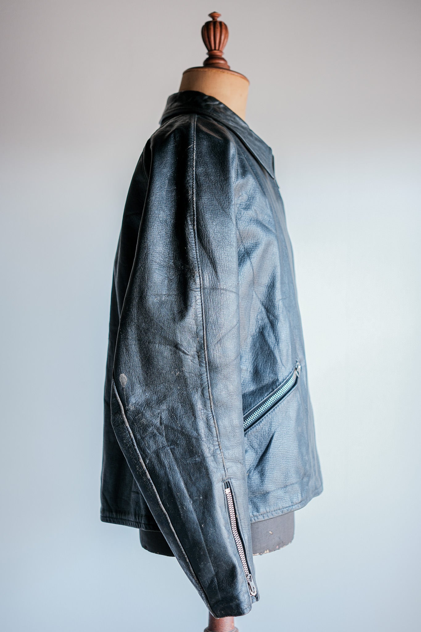 【~60’s】Italian Army Motorcycle Leather Jacket "Civilian Type"
