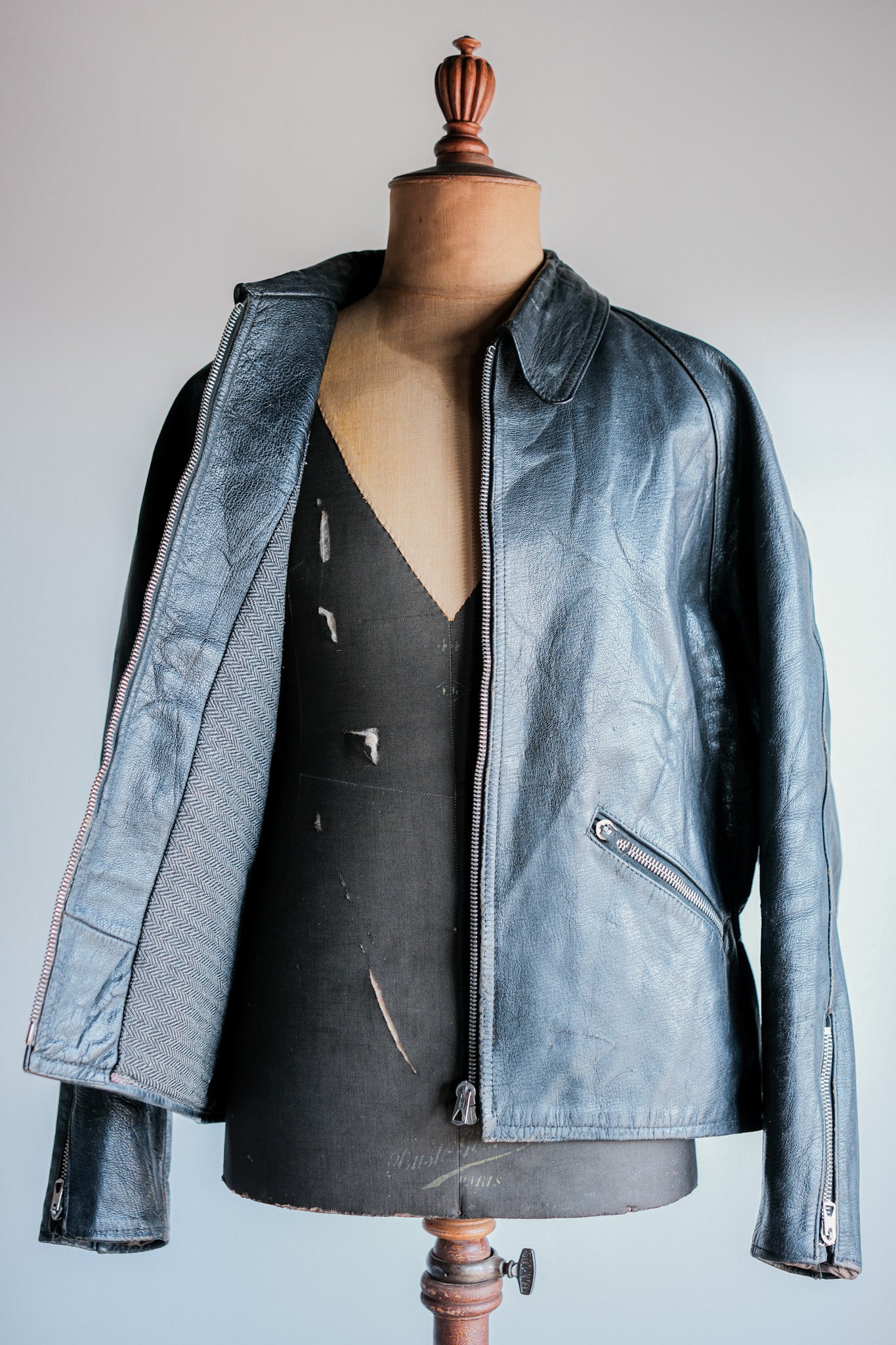 【~60’s】Italian Army Motorcycle Leather Jacket "Civilian Type"