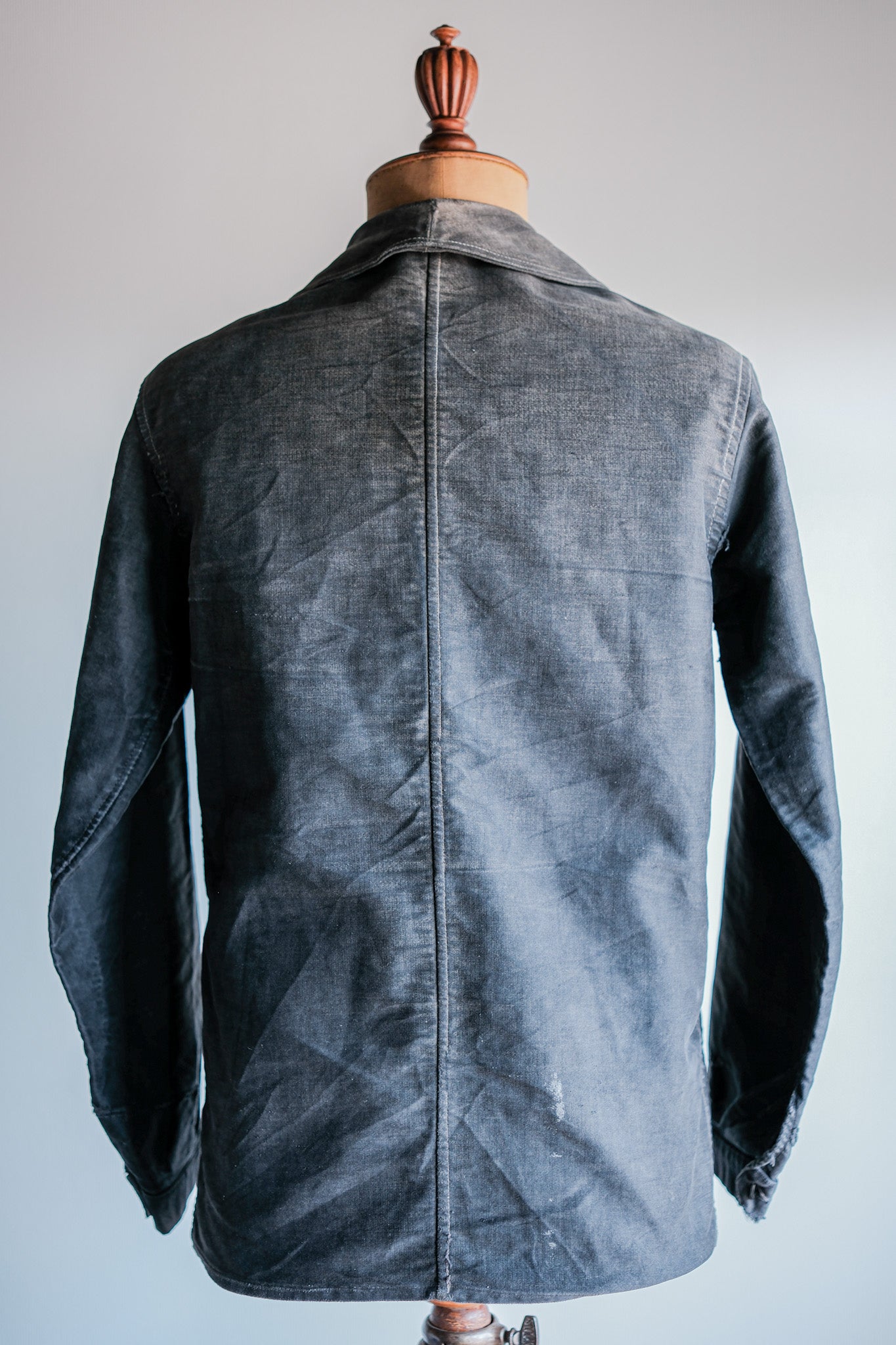 【~40's】French Vintage Black Moleskin Work Jacket "Le Mont St. Michel"