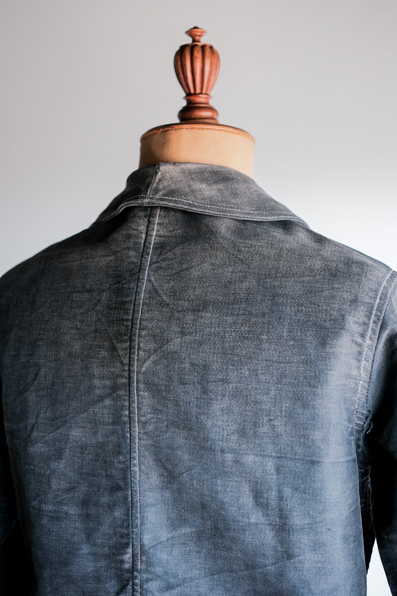 【~40's】French Vintage Black Moleskin Work Jacket "Le Mont St. Michel"