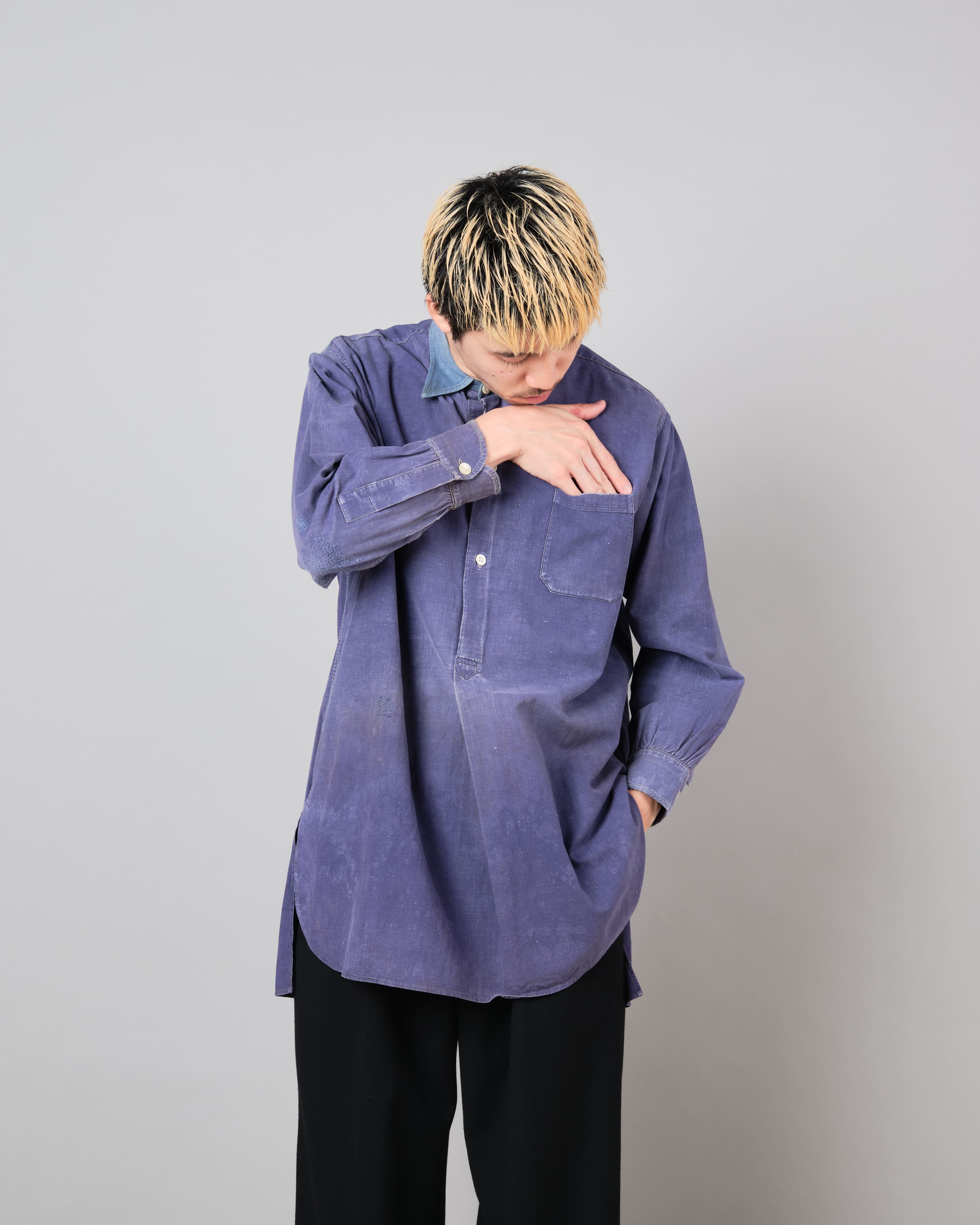 【~40’s】French Vintage Indigo Metis Grandpa Shirt