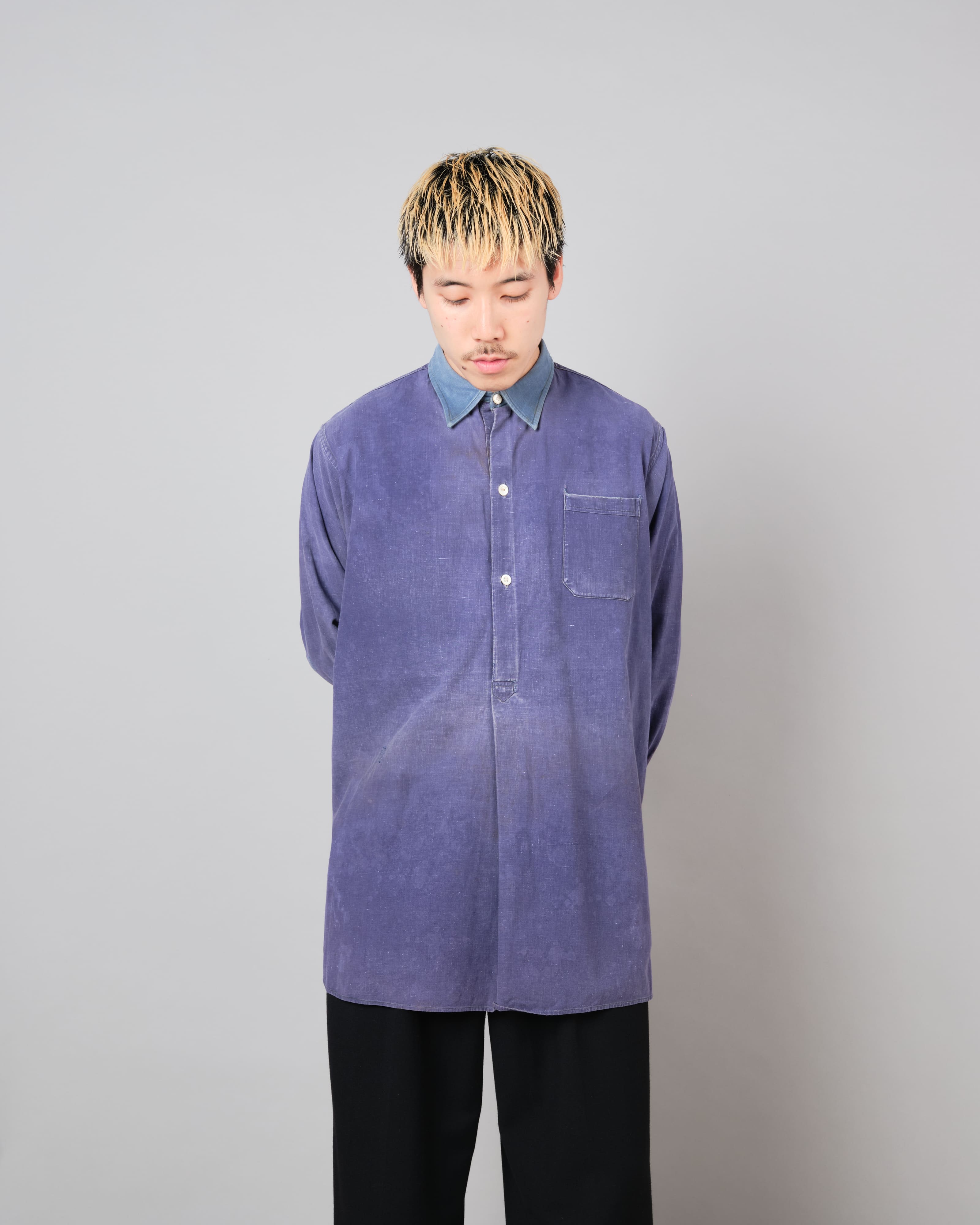 【~40’s】French Vintage Indigo Metis Grandpa Shirt