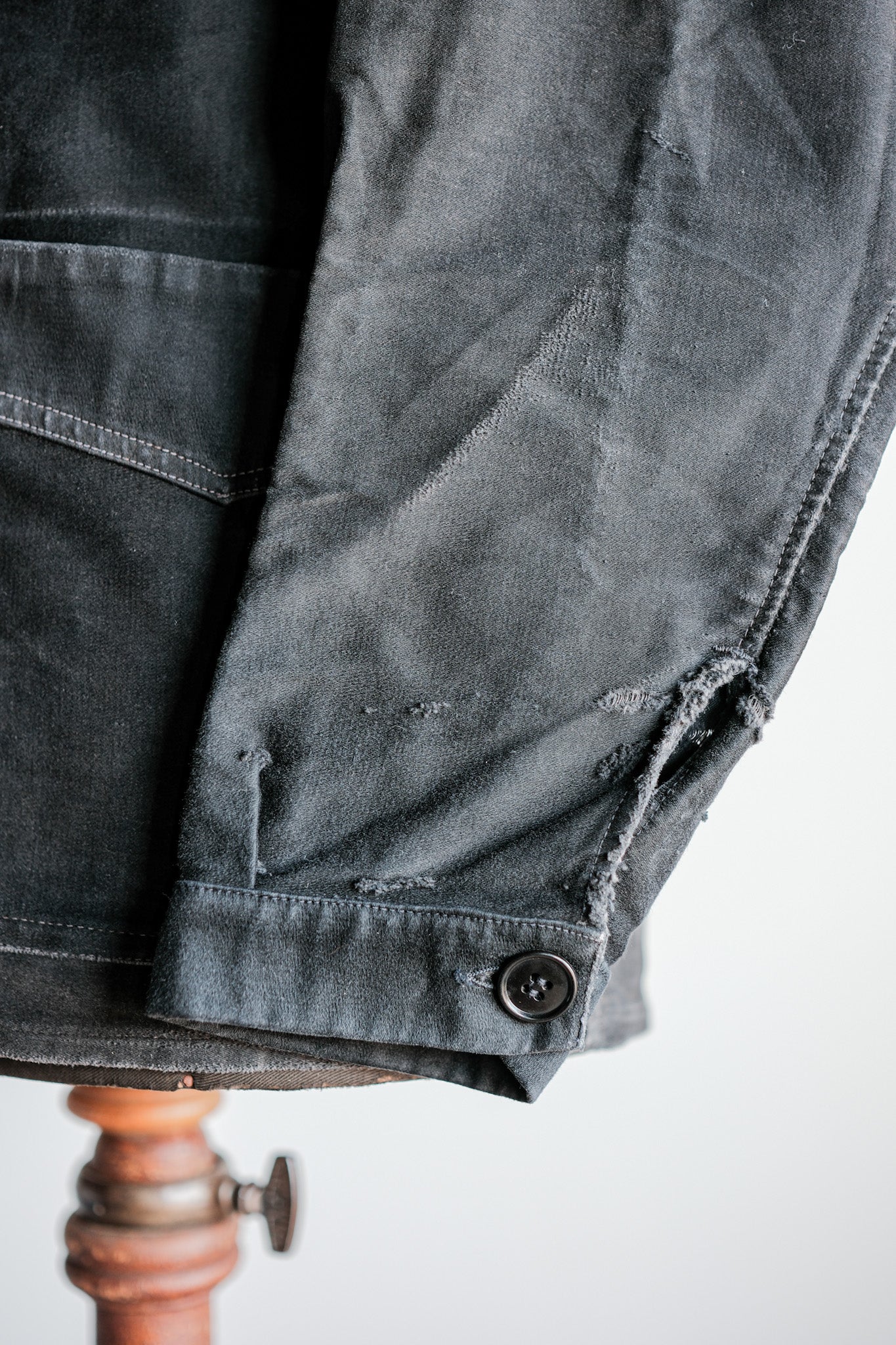 【~40's】French Vintage Black Moleskin Work Jacket "Le Mont St. Michel"