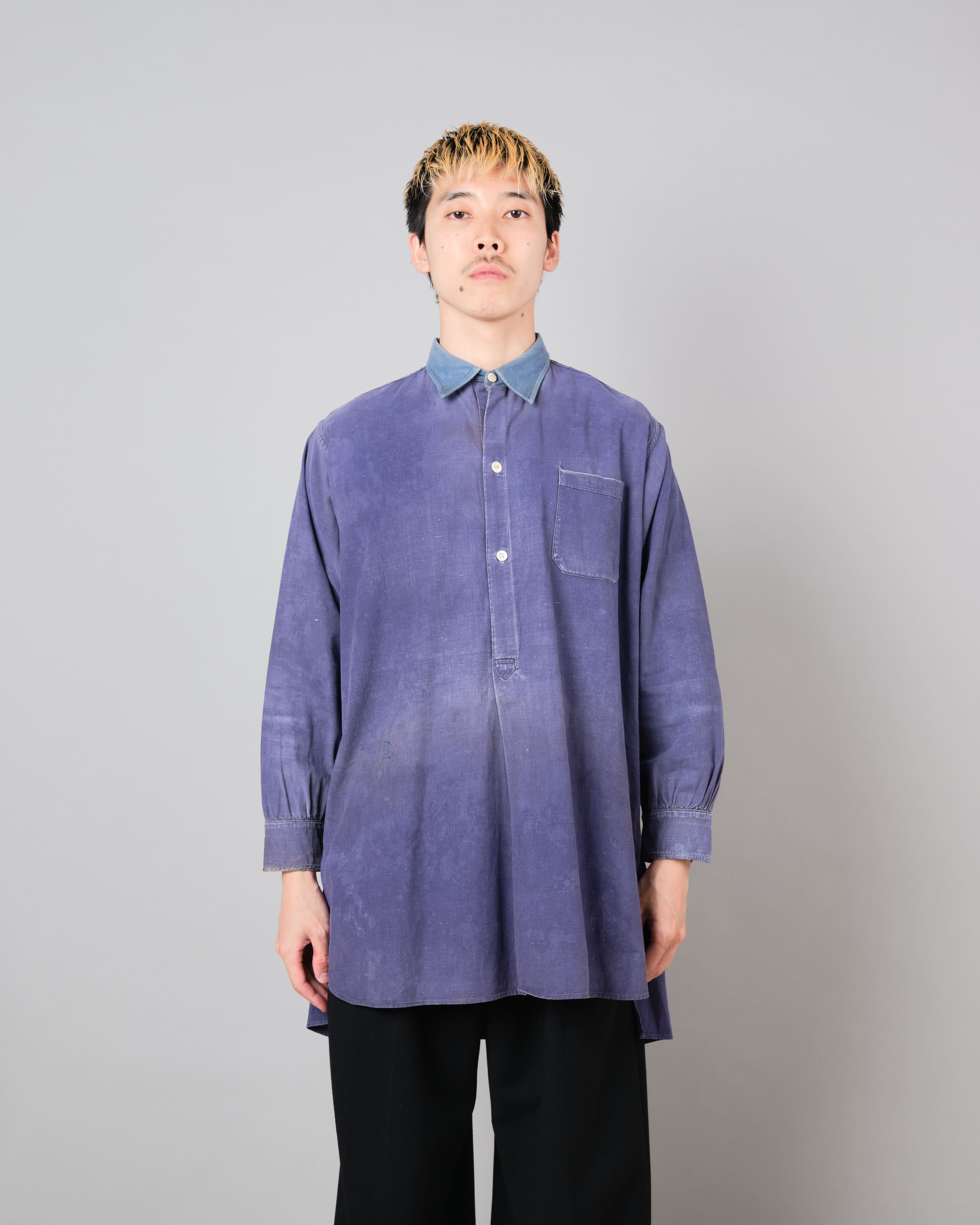 【~40’s】French Vintage Indigo Metis Grandpa Shirt