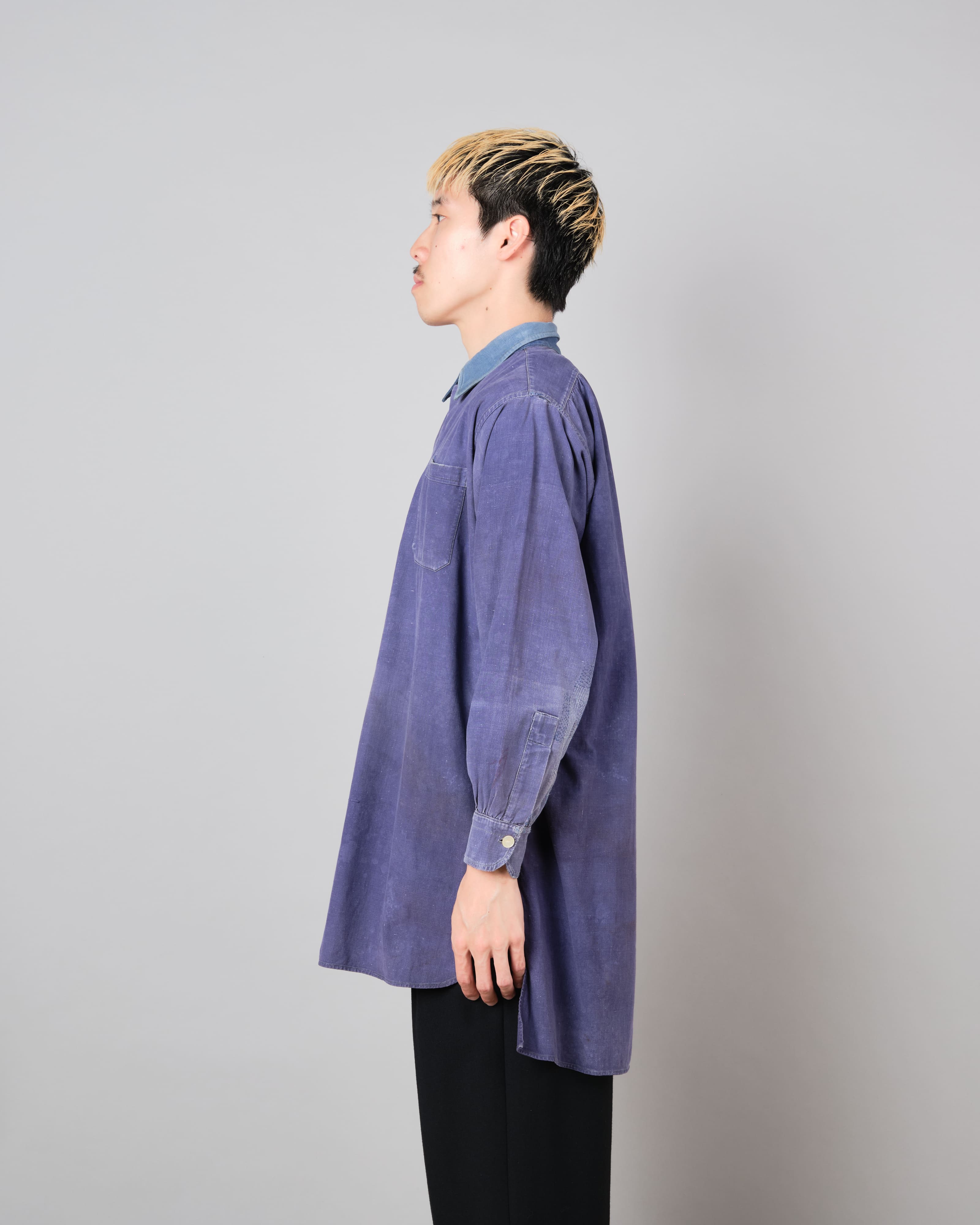 【~40’s】French Vintage Indigo Metis Grandpa Shirt