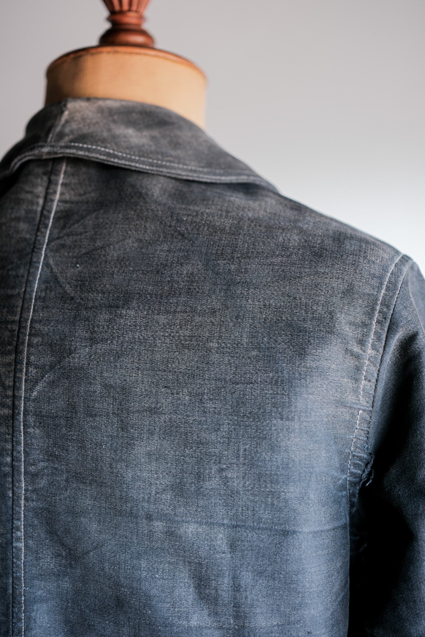 【~40's】French Vintage Black Moleskin Work Jacket "Le Mont St. Michel"