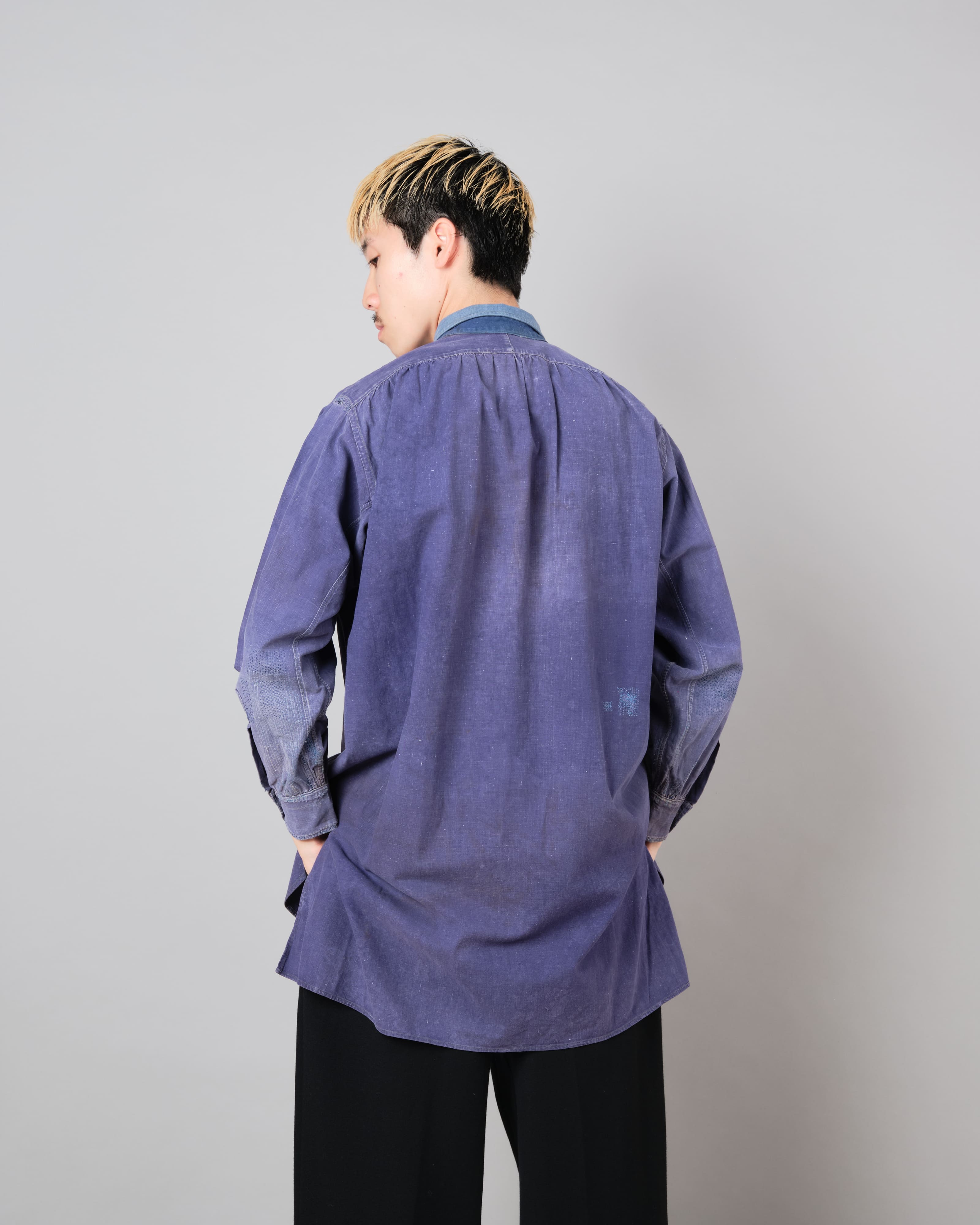 【~40’s】French Vintage Indigo Metis Grandpa Shirt