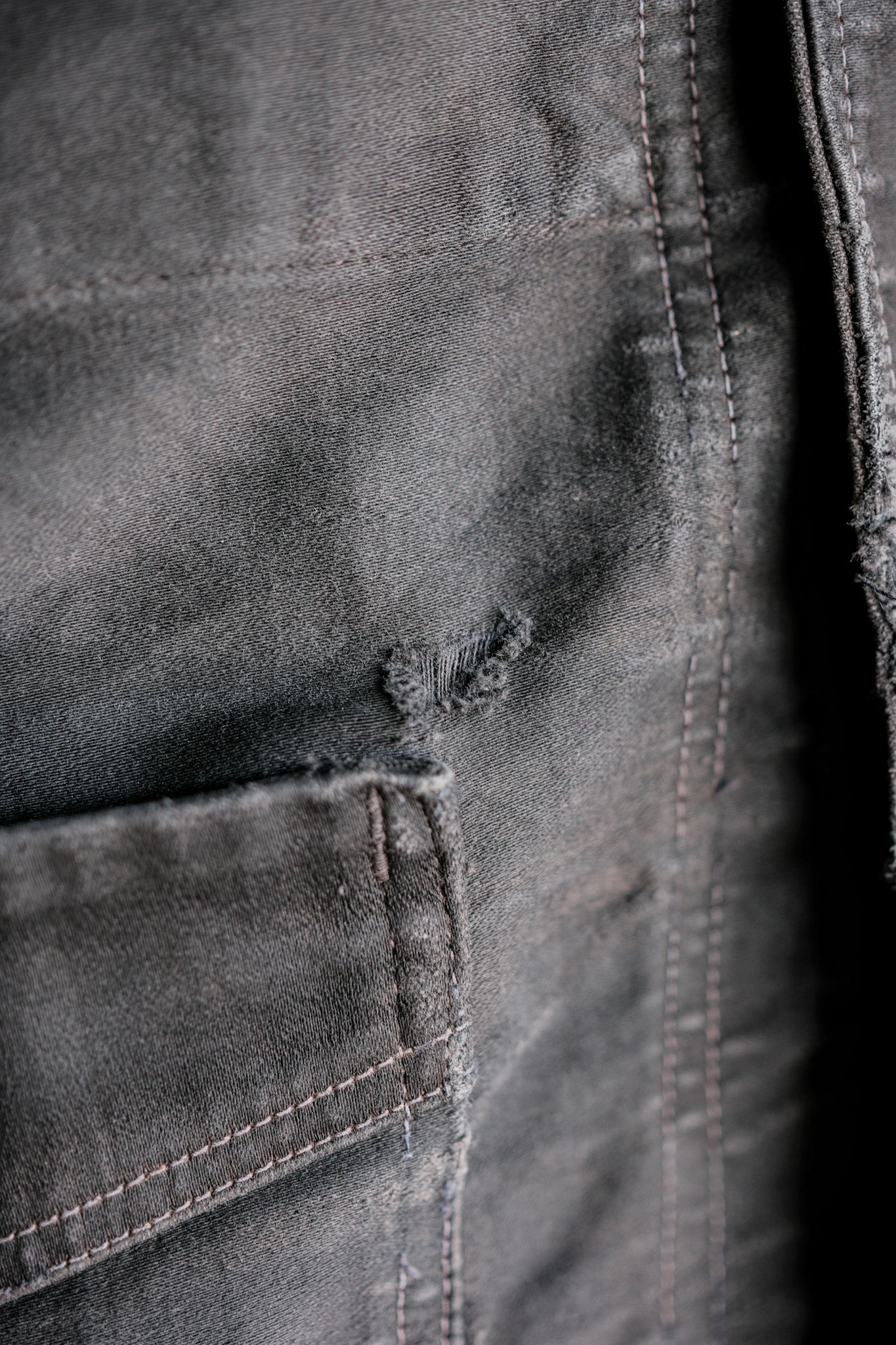 【~40's】French Vintage Black Moleskin Work Jacket "Le Mont St. Michel"