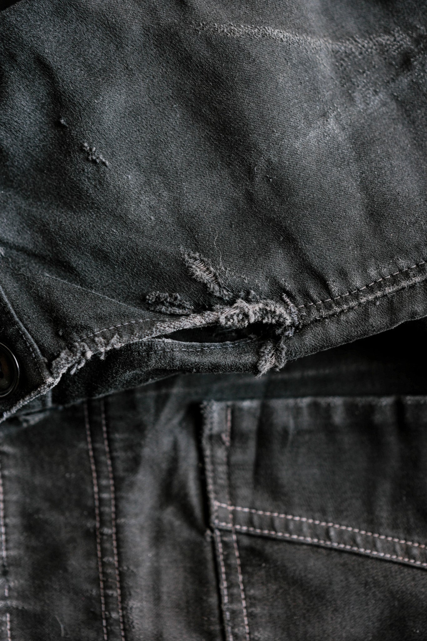 【~40's】French Vintage Black Moleskin Work Jacket "Le Mont St. Michel"