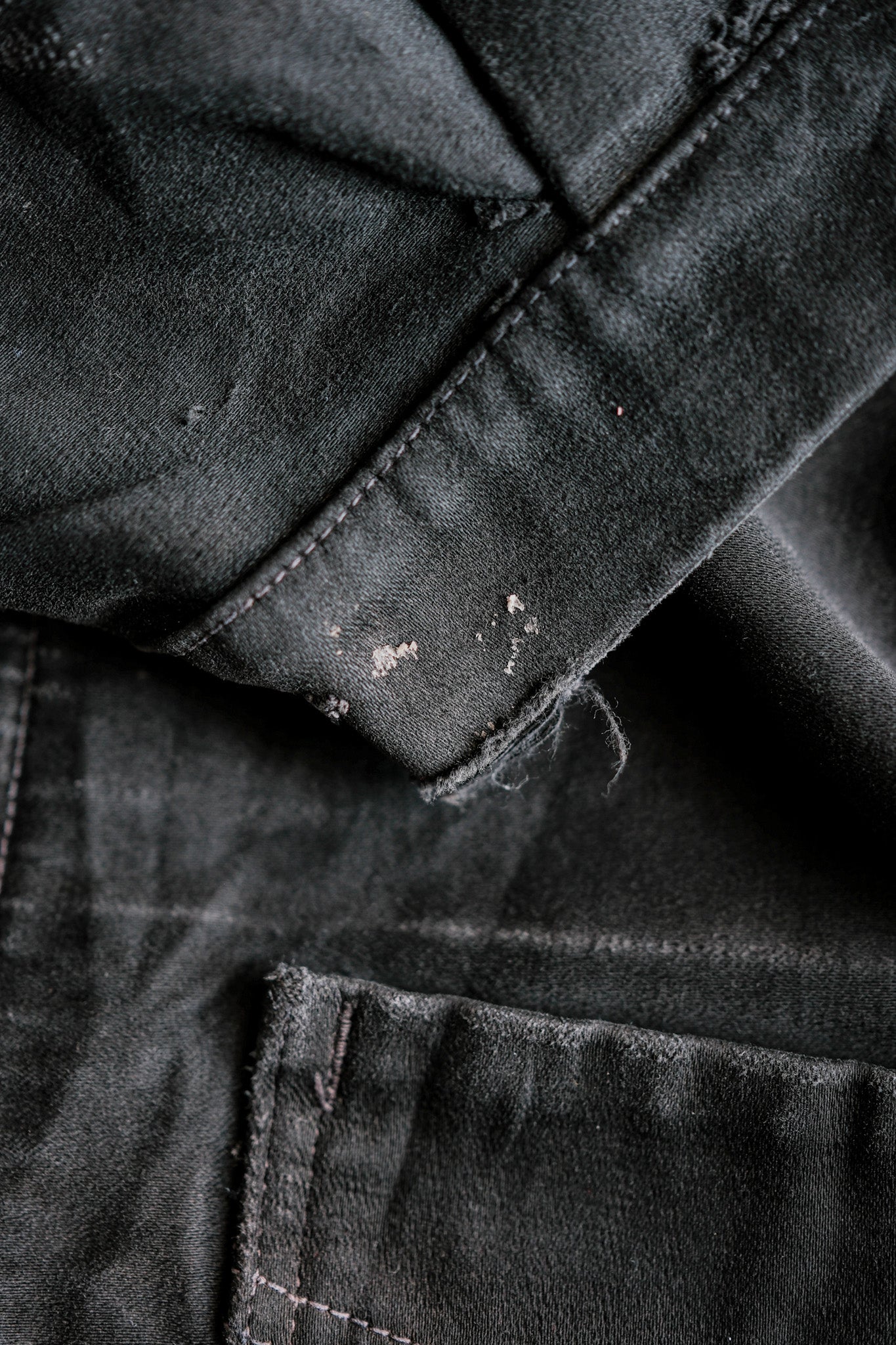 【~40's】French Vintage Black Moleskin Work Jacket "Le Mont St. Michel"