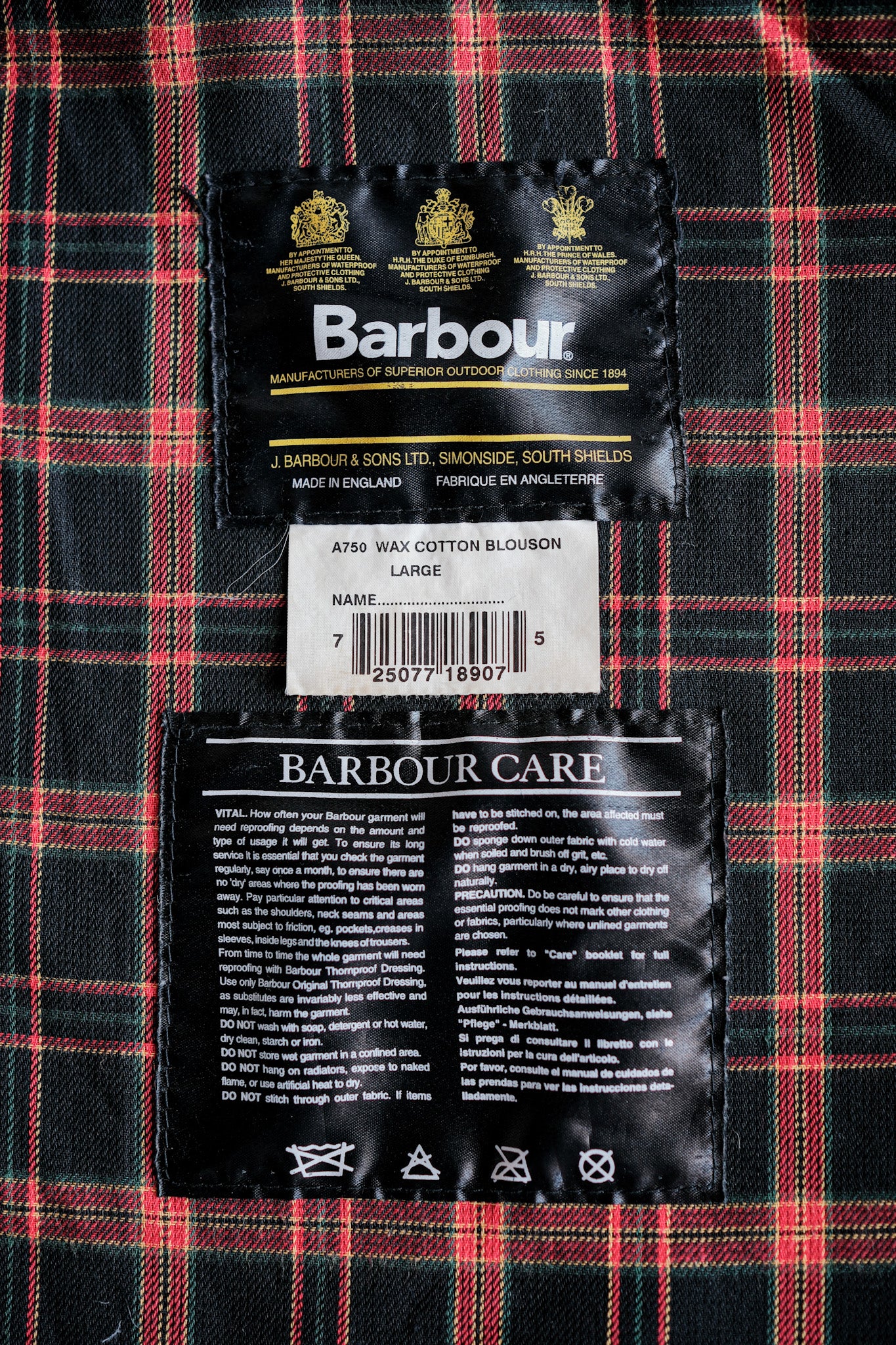 【~90's】Vintage Barbour "WAX COTTON BLOUSON" 3 Crest Size.LARGE