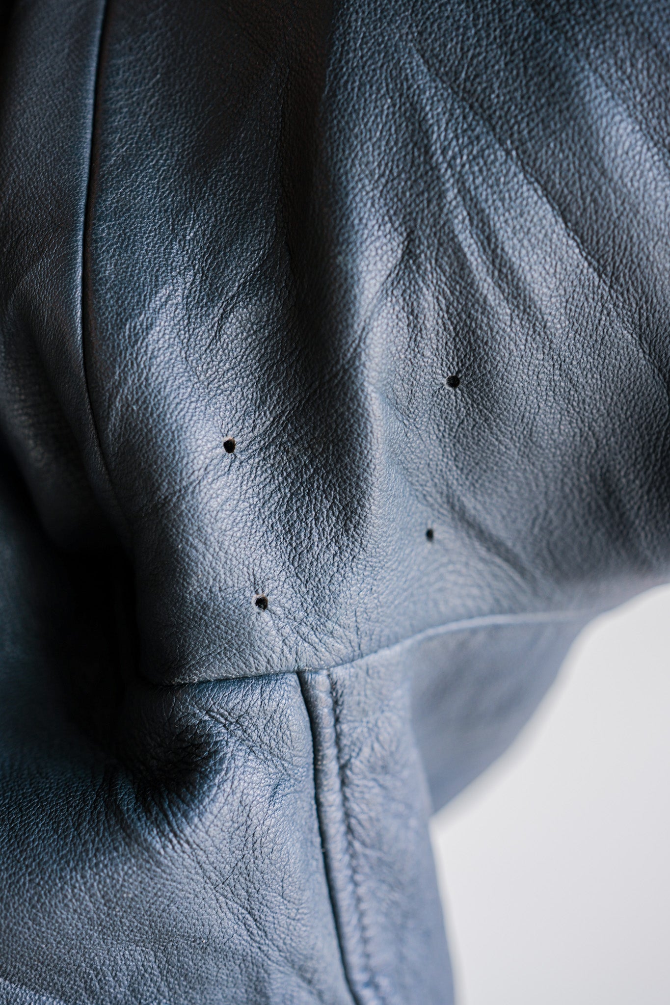 【~70's】French Air Force Pilot Leather Jacket With Chin Strap Size.96M