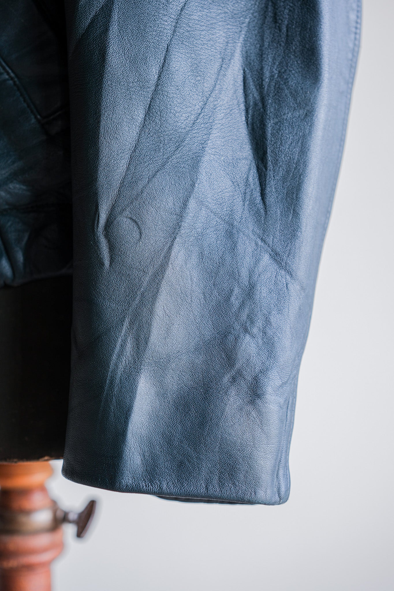 【~70's】French Air Force Pilot Leather Jacket With Chin Strap Size.96M