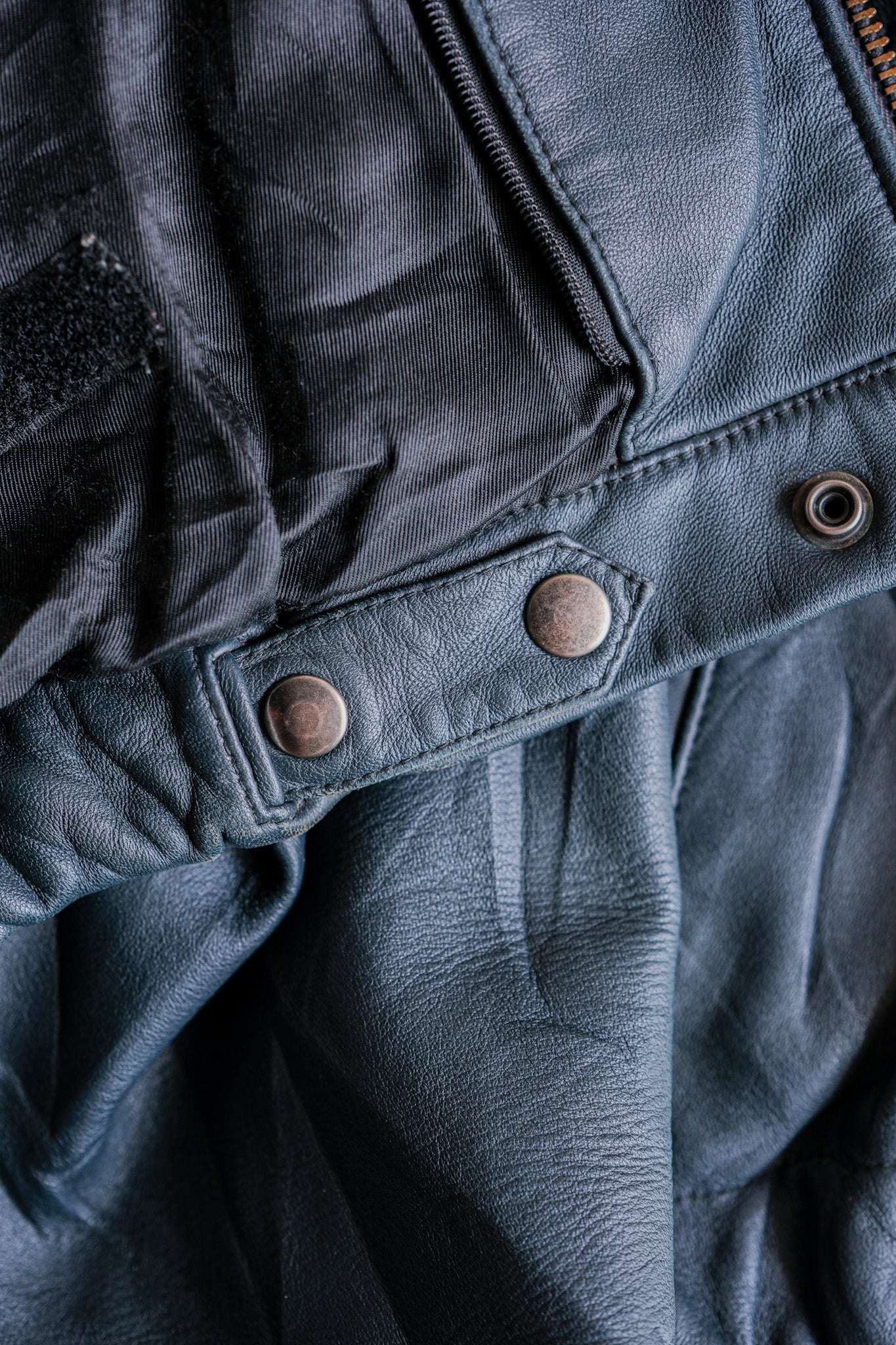 【~70's】French Air Force Pilot Leather Jacket With Chin Strap Size.96M