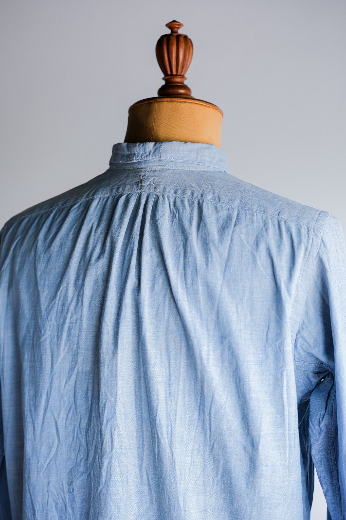 【~40's】French Vintage Chambray Grandpa Shirt