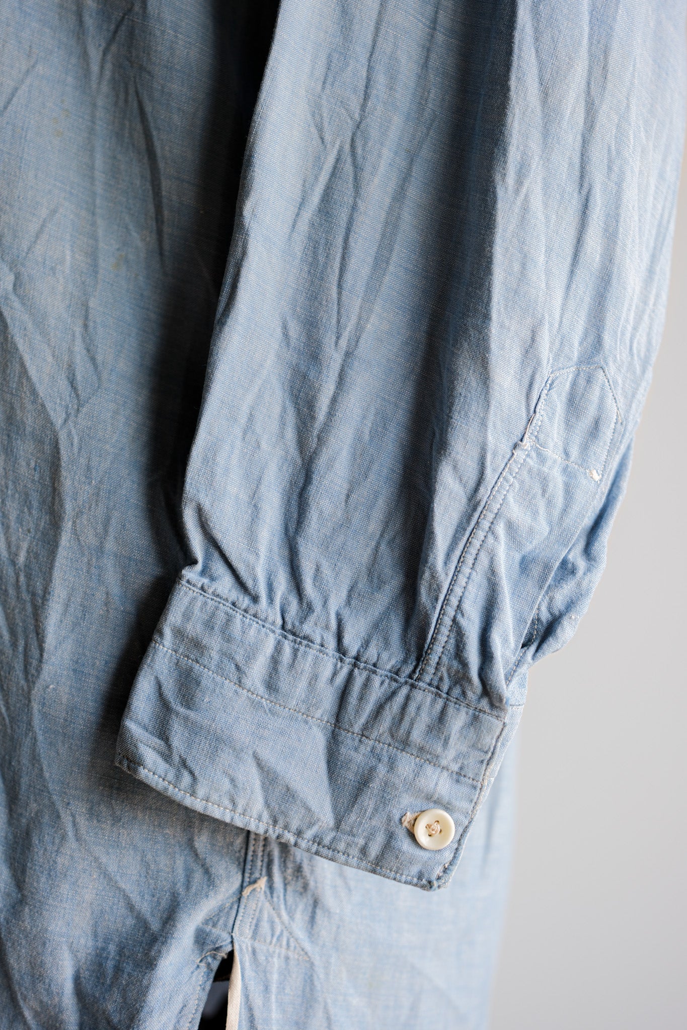 【~40's】French Vintage Chambray Grandpa Shirt