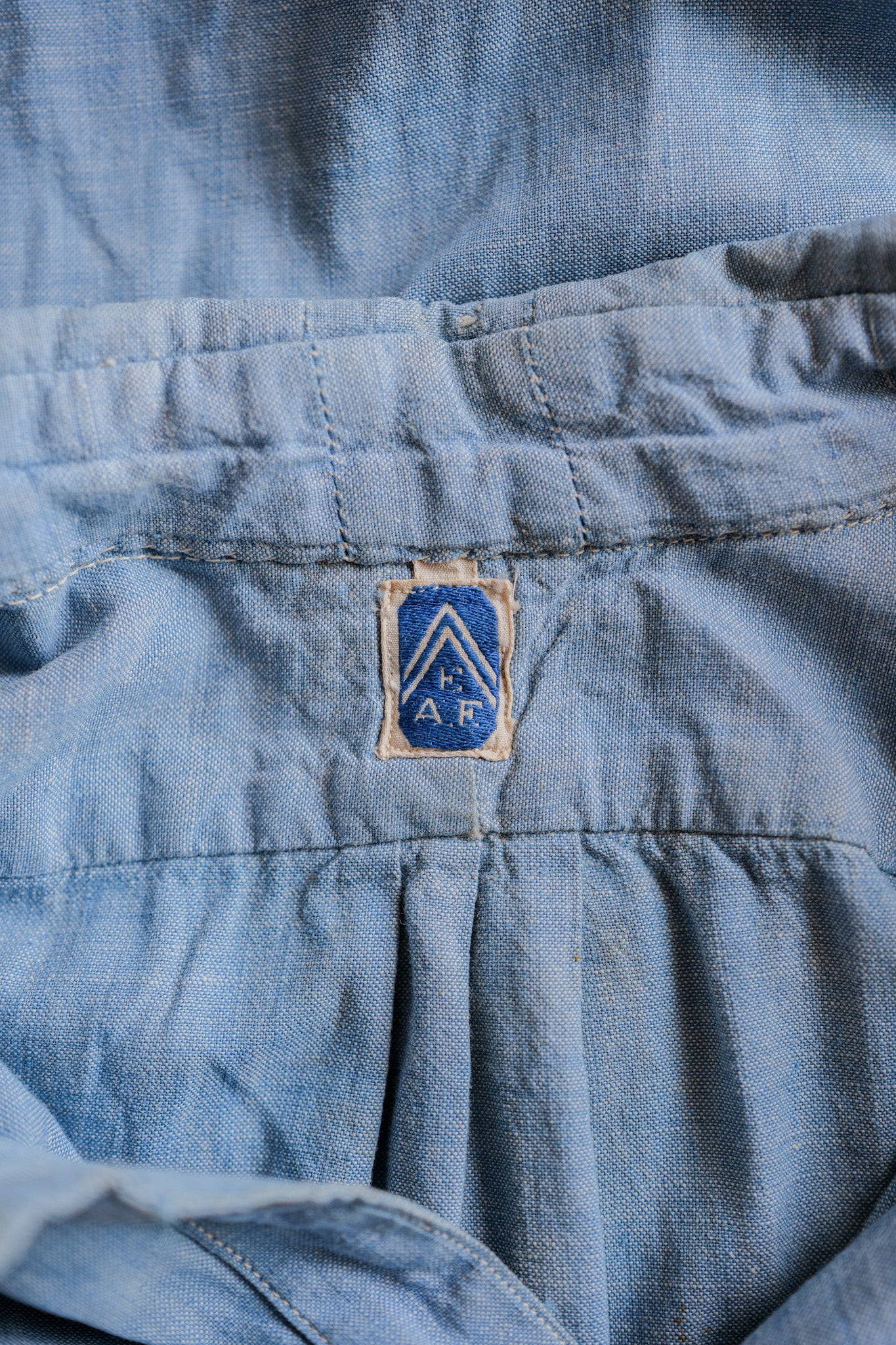 【~40's】French Vintage Chambray Grandpa Shirt