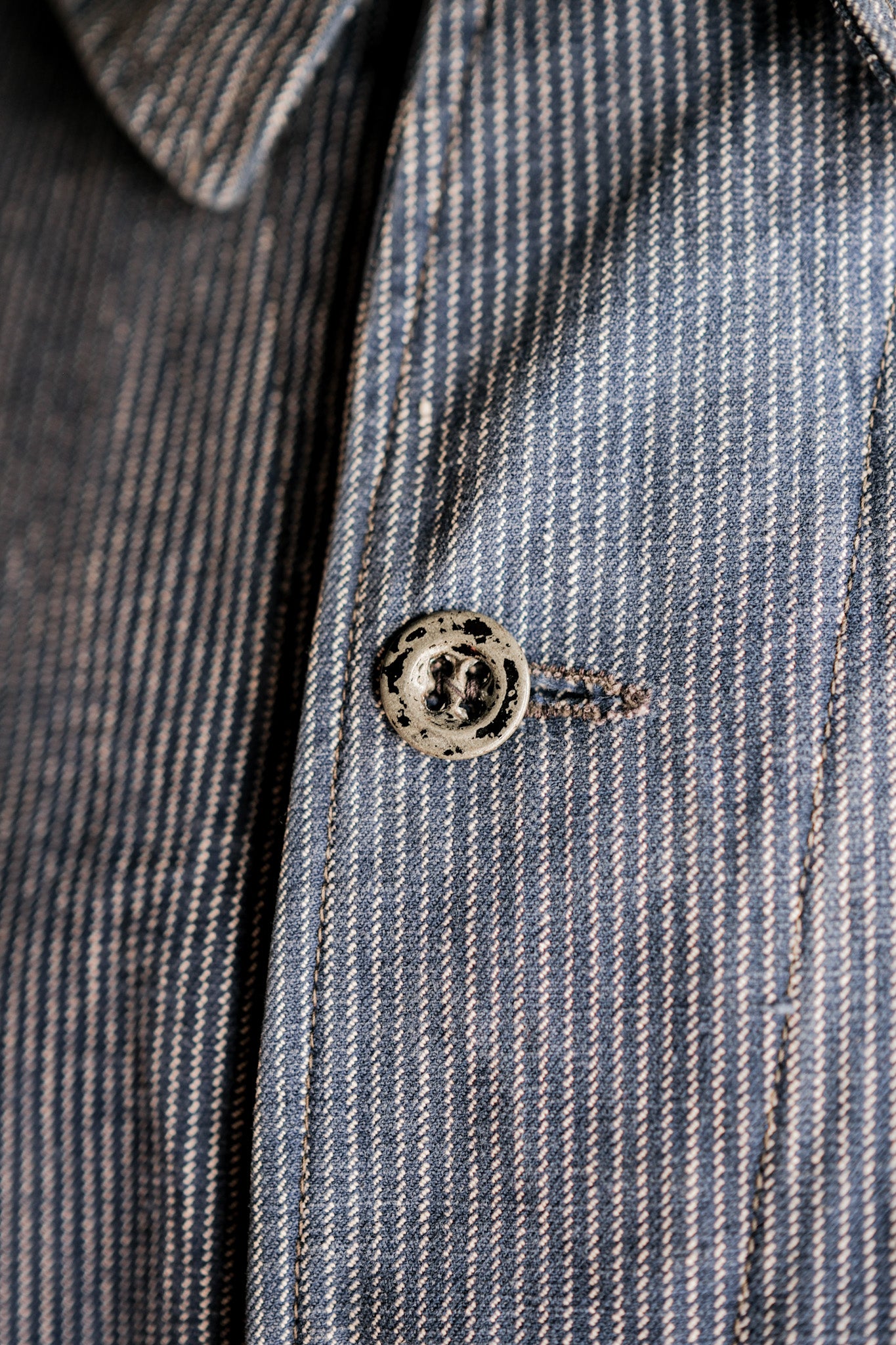 【~40's】Italian Vintage Cotton Striped Work Jacket