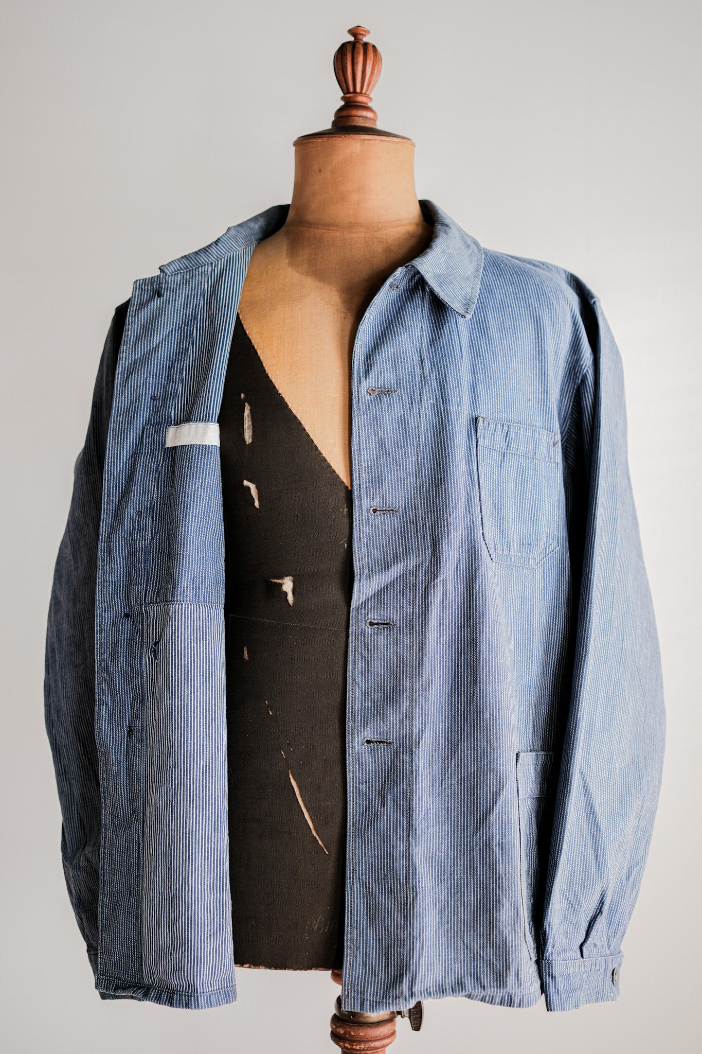 【~40's】Italian Vintage Cotton Striped Work Jacket