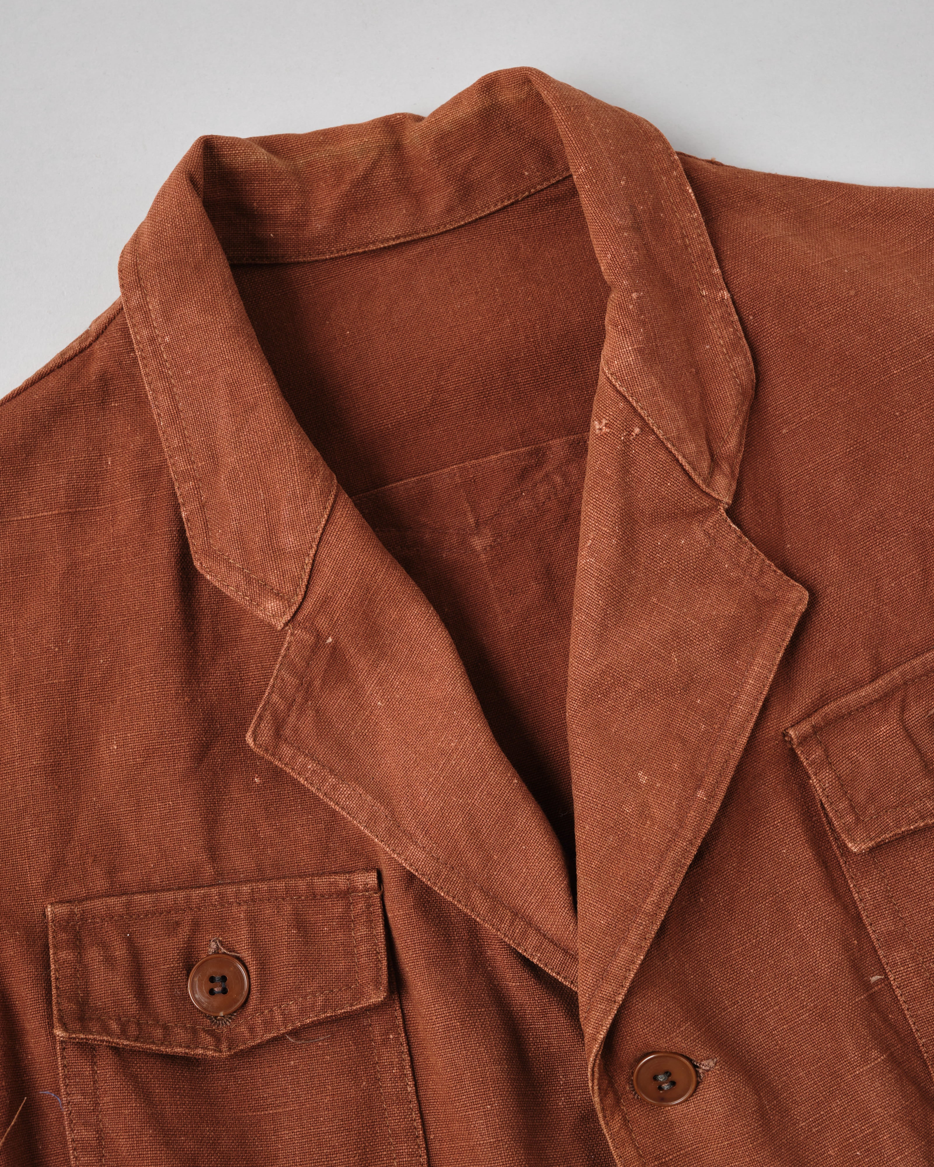 【~50's】Europe Vintage Reddish Brown Cotton S/S Shirt Jacket