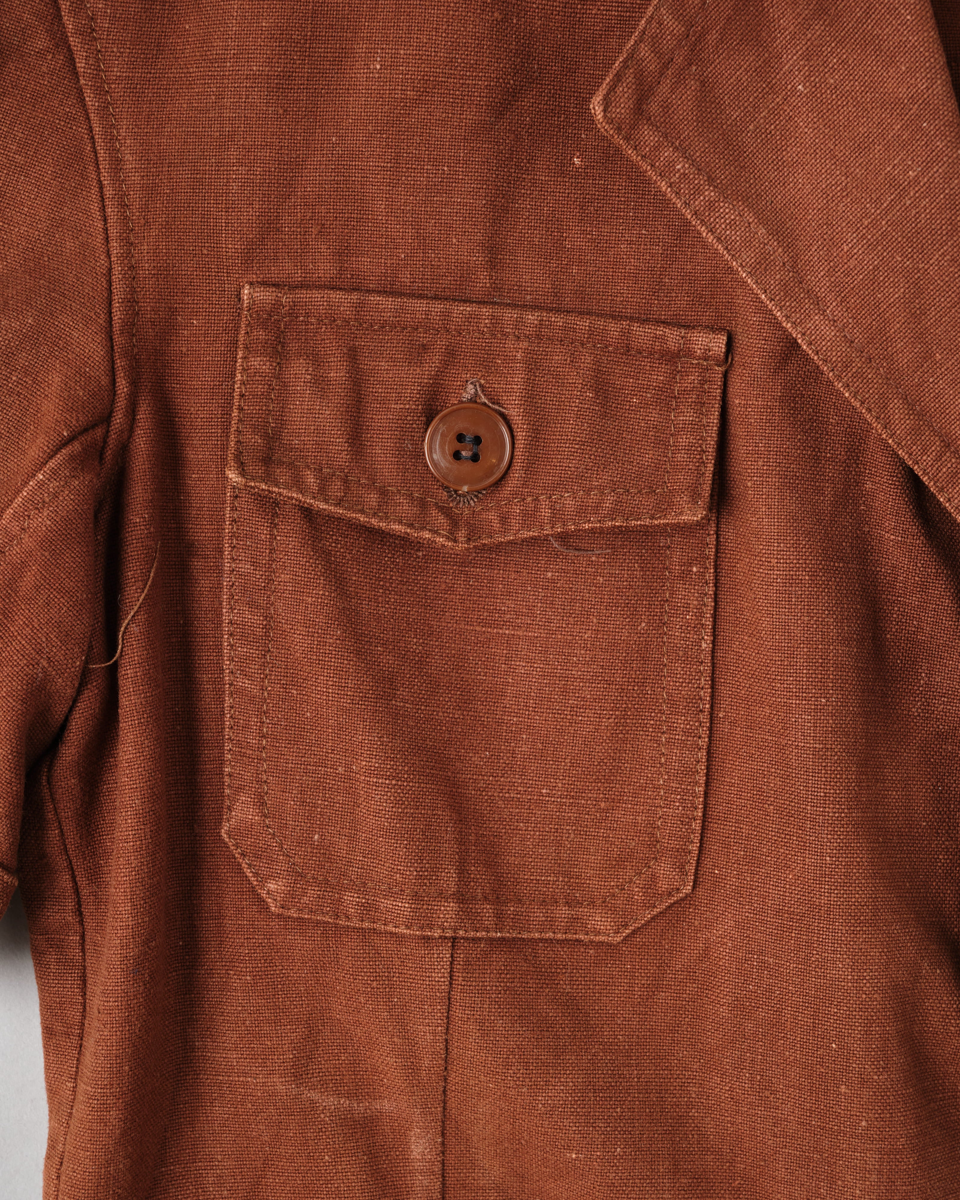 【~50's】Europe Vintage Reddish Brown Cotton S/S Shirt Jacket
