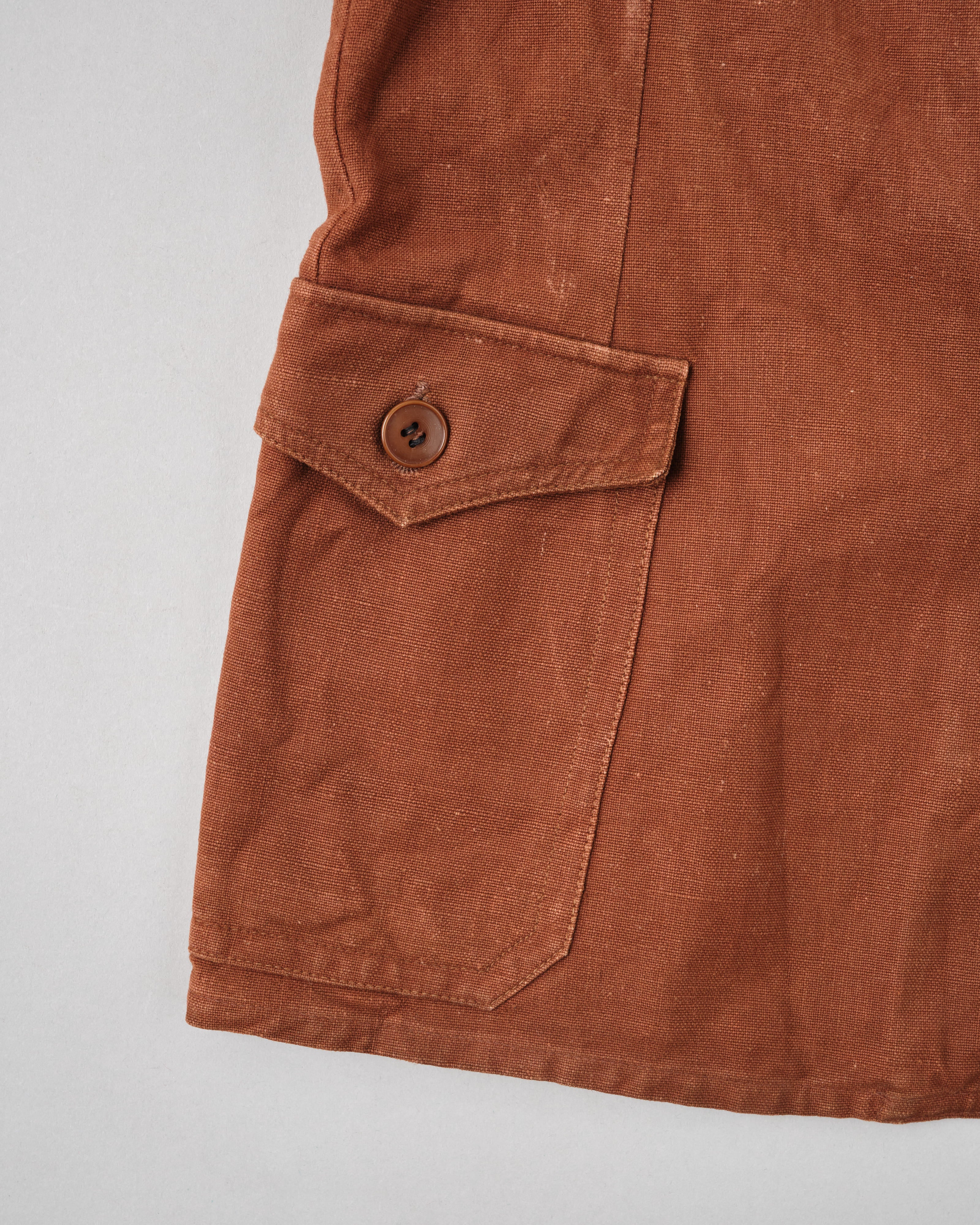 【~50's】Europe Vintage Reddish Brown Cotton S/S Shirt Jacket