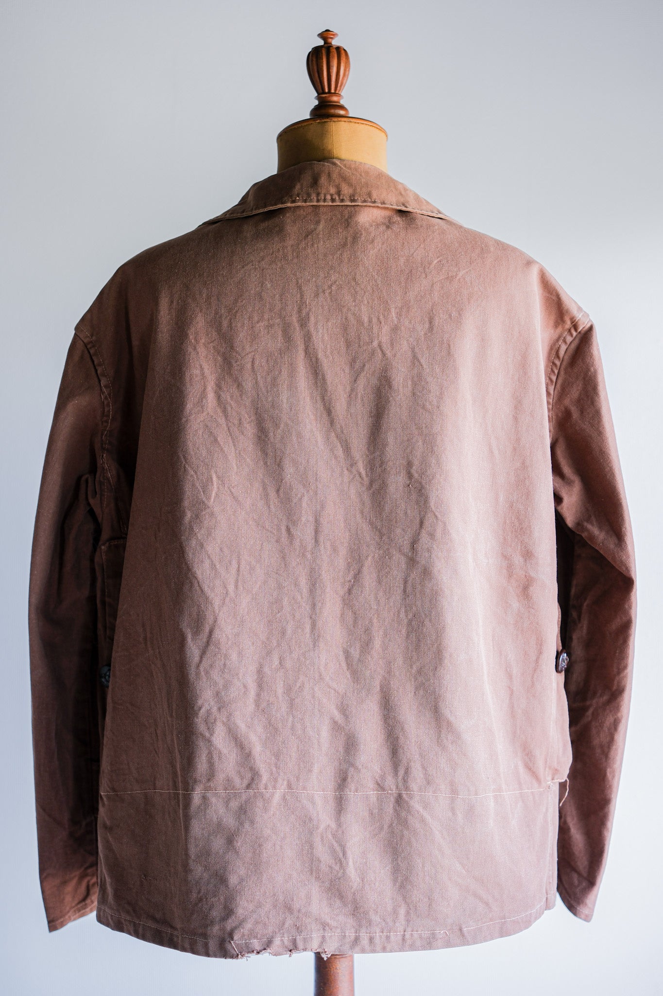 【~40's】French Vintage Reddish Brown Cotton Canvas Hunting Jacket