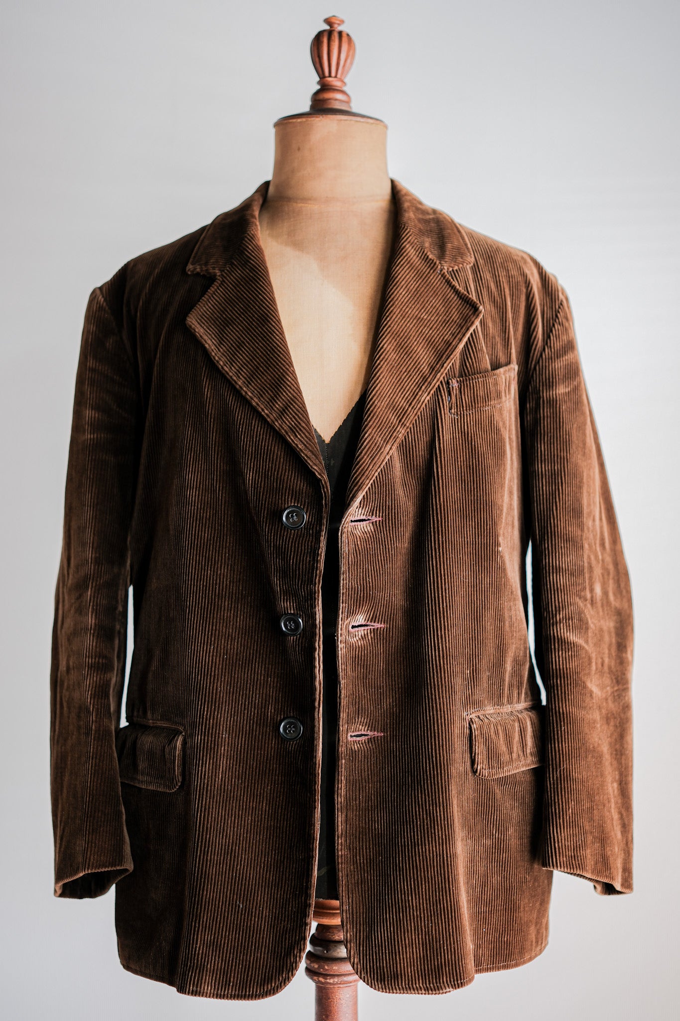 【~40's】French Vintage Brown Corduroy Lapel Work Jacket "Le Mont St. Michel"