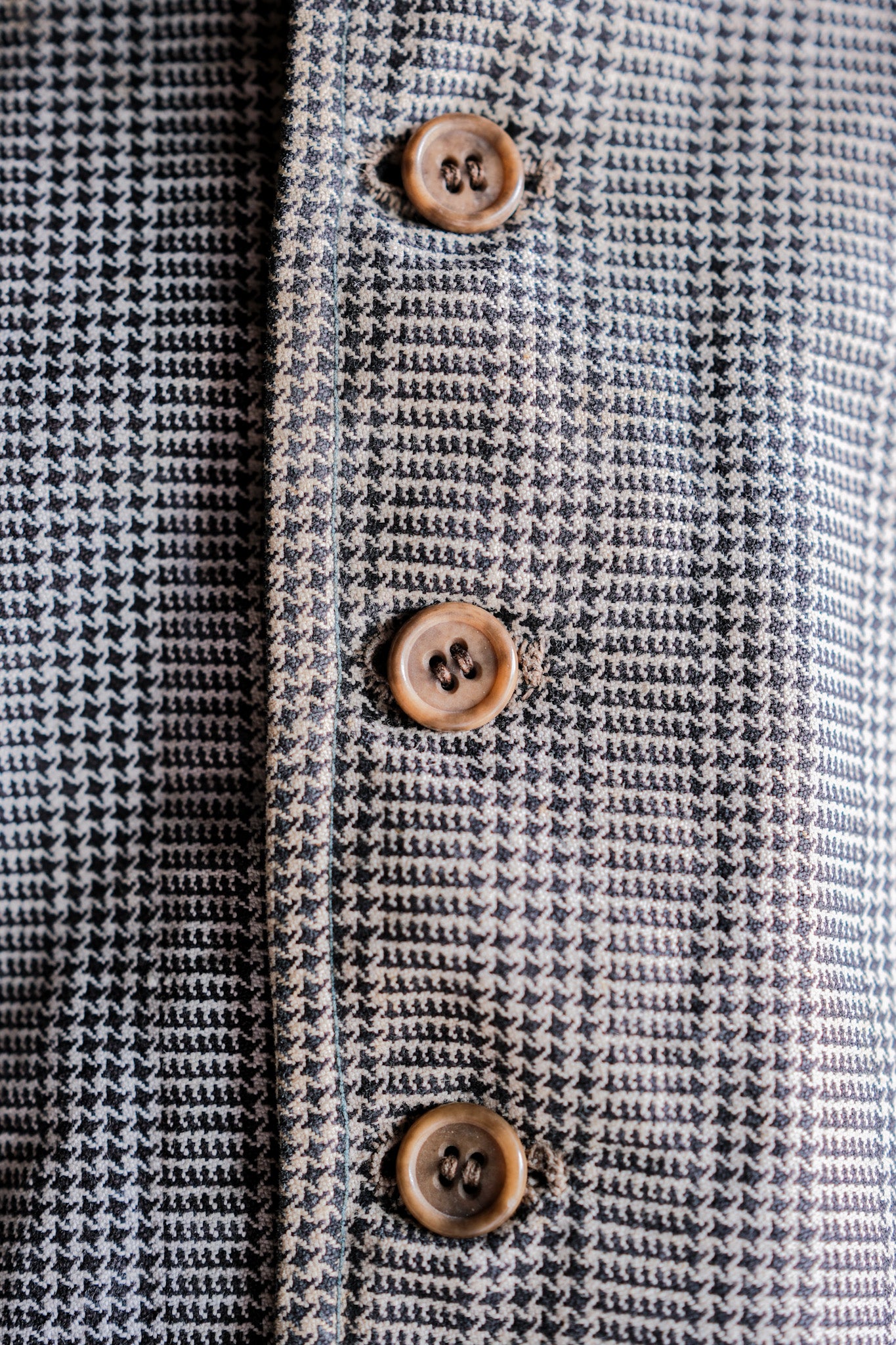 【~30's】French Vintage Houndstooth Cotton Work Gilet "Unusual Fabric"