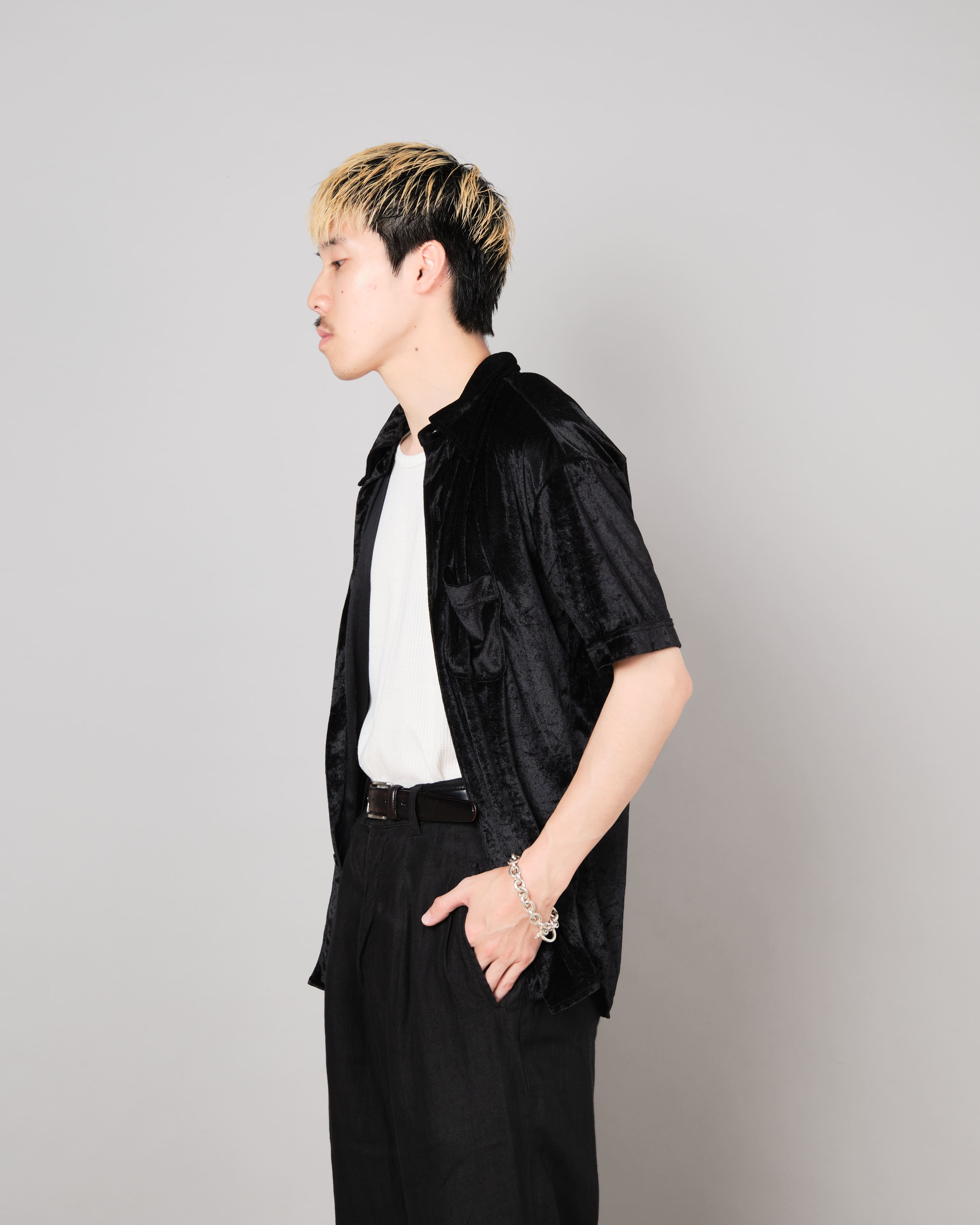【~90's】Old Paul Smith Black Velor S/S Shirt