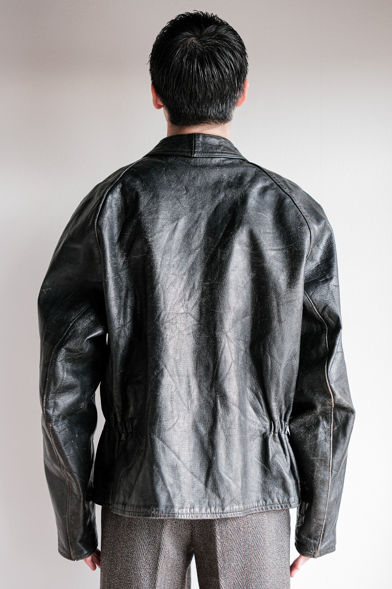 【~60’s】Italian Army Motorcycle Leather Jacket "Civilian Type"