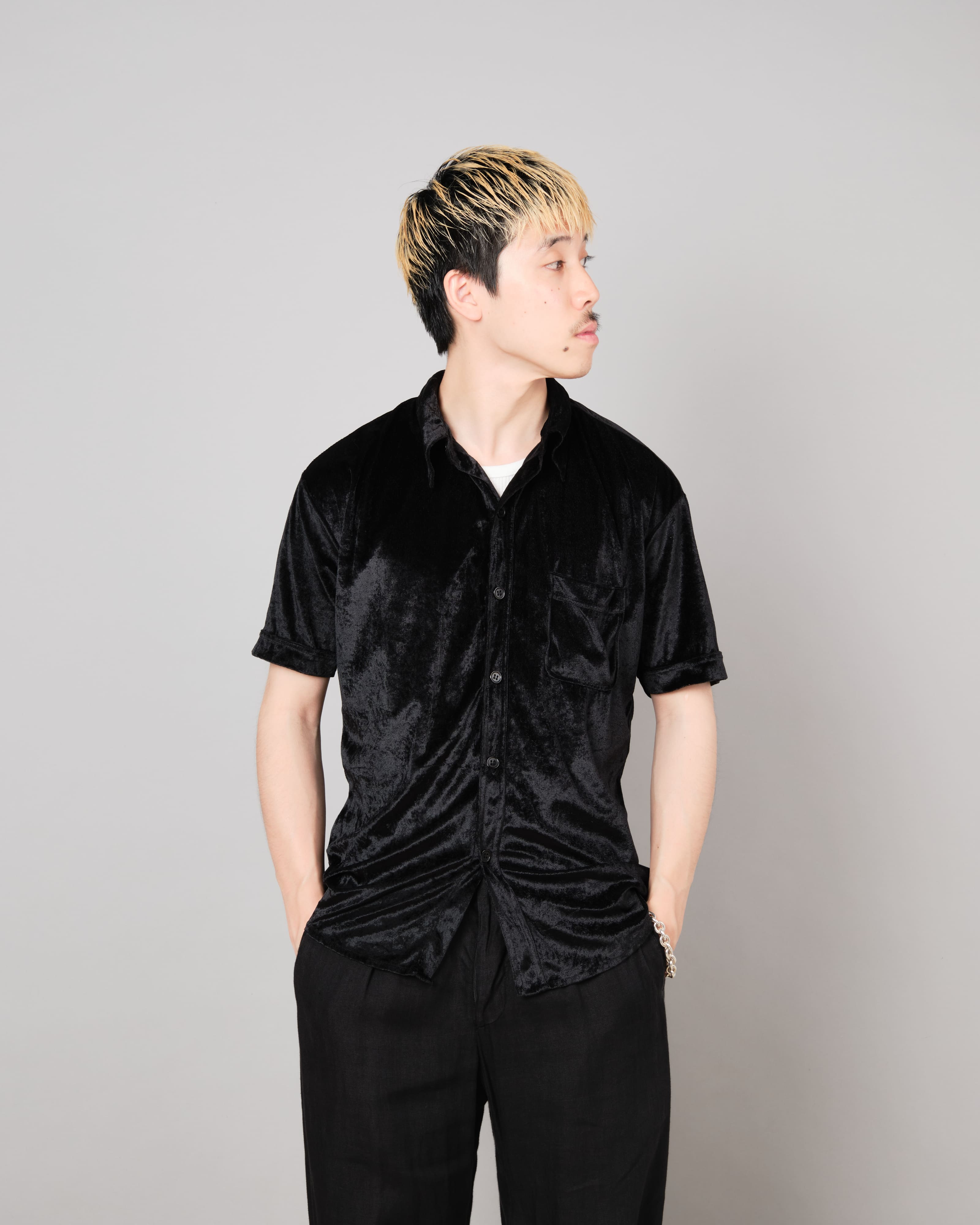 【~90's】Old Paul Smith Black Velor S/S Shirt