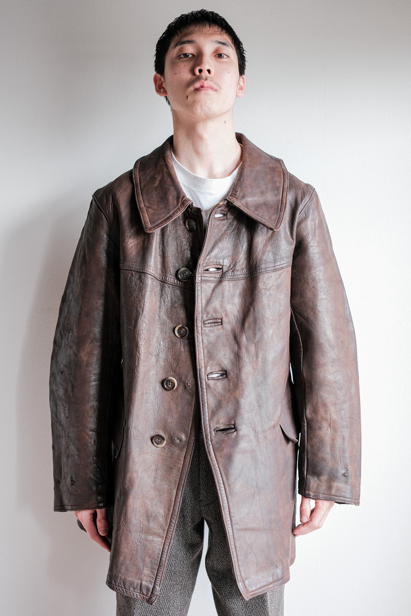 【~40's】WWⅡ French Army M35 Tank Crew Leather Jacket