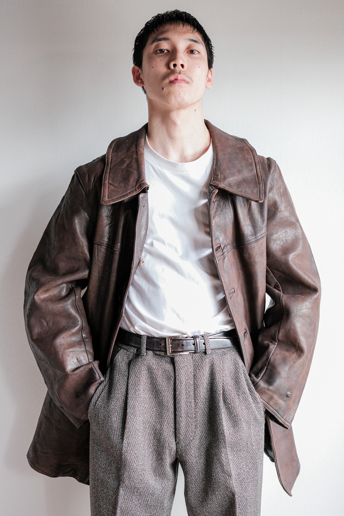 【~40's】WWⅡ French Army M35 Tank Crew Leather Jacket