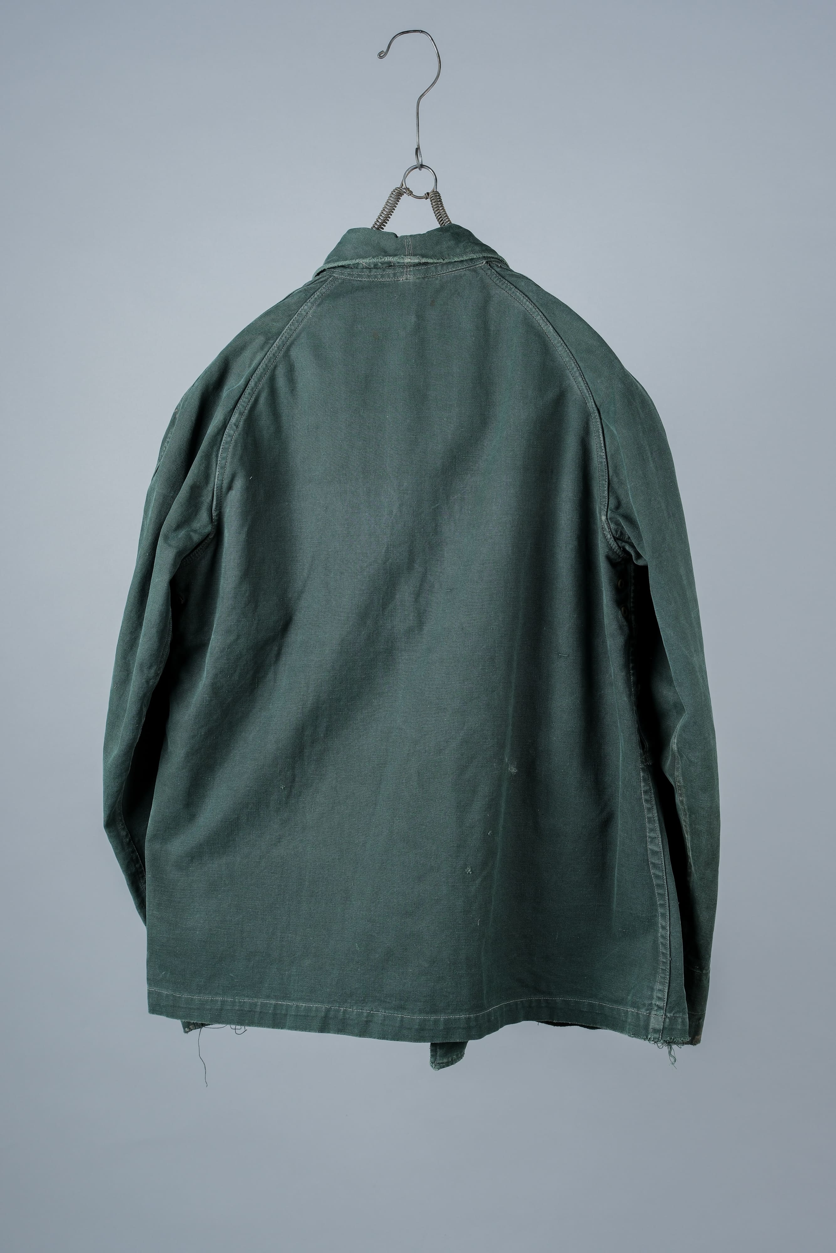 【~40's】WWII French CJF Green Cotton Linen Double Breasted Jacket "Modified"