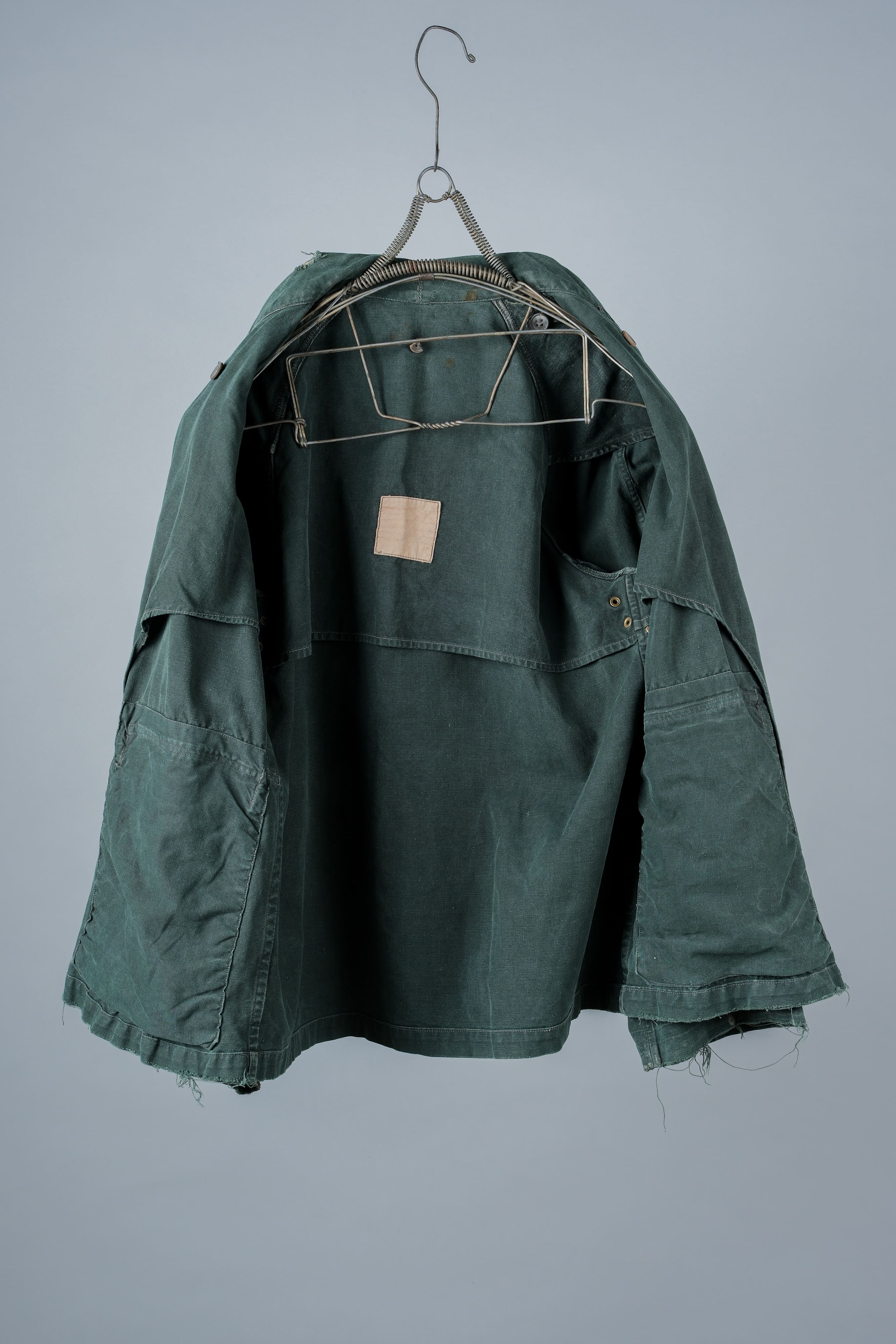 【~40's】WWII French CJF Green Cotton Linen Double Breasted Jacket "Modified"