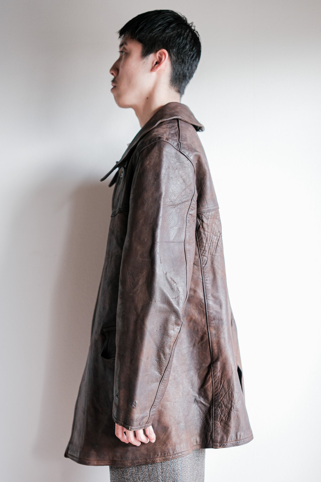 【~40's】WWⅡ French Army M35 Tank Crew Leather Jacket