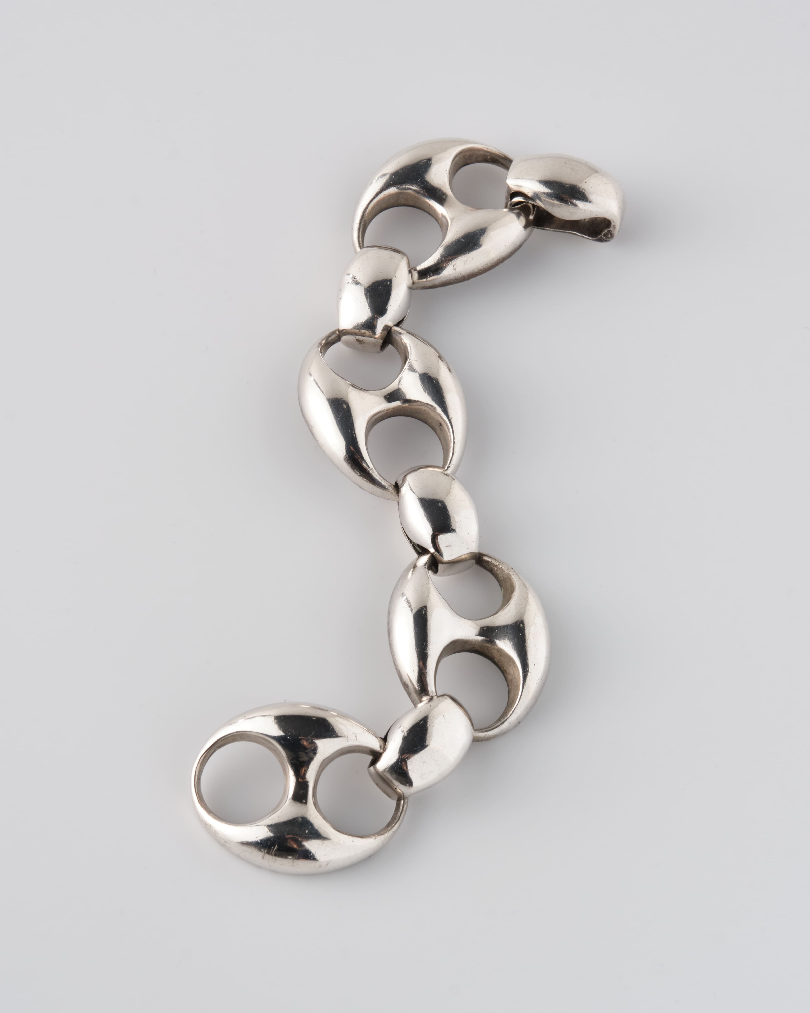 【~60's】Italian Vintage Silver 800 Large Oval Link Bracelet
