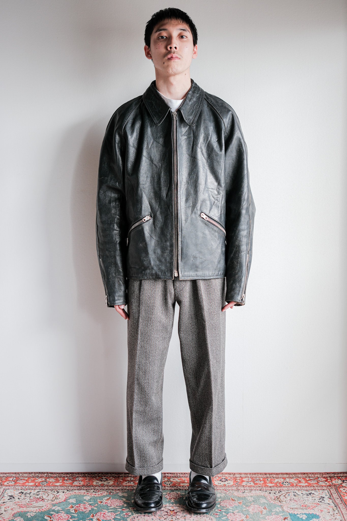 【~60’s】Italian Army Motorcycle Leather Jacket "Civilian Type"