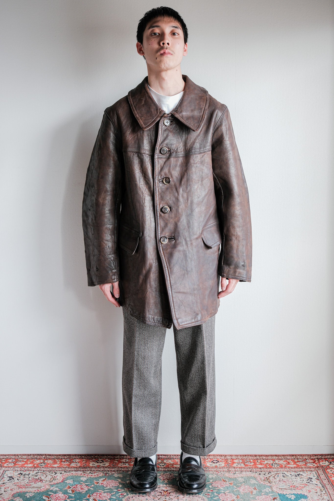 【~40's】WWⅡ French Army M35 Tank Crew Leather Jacket