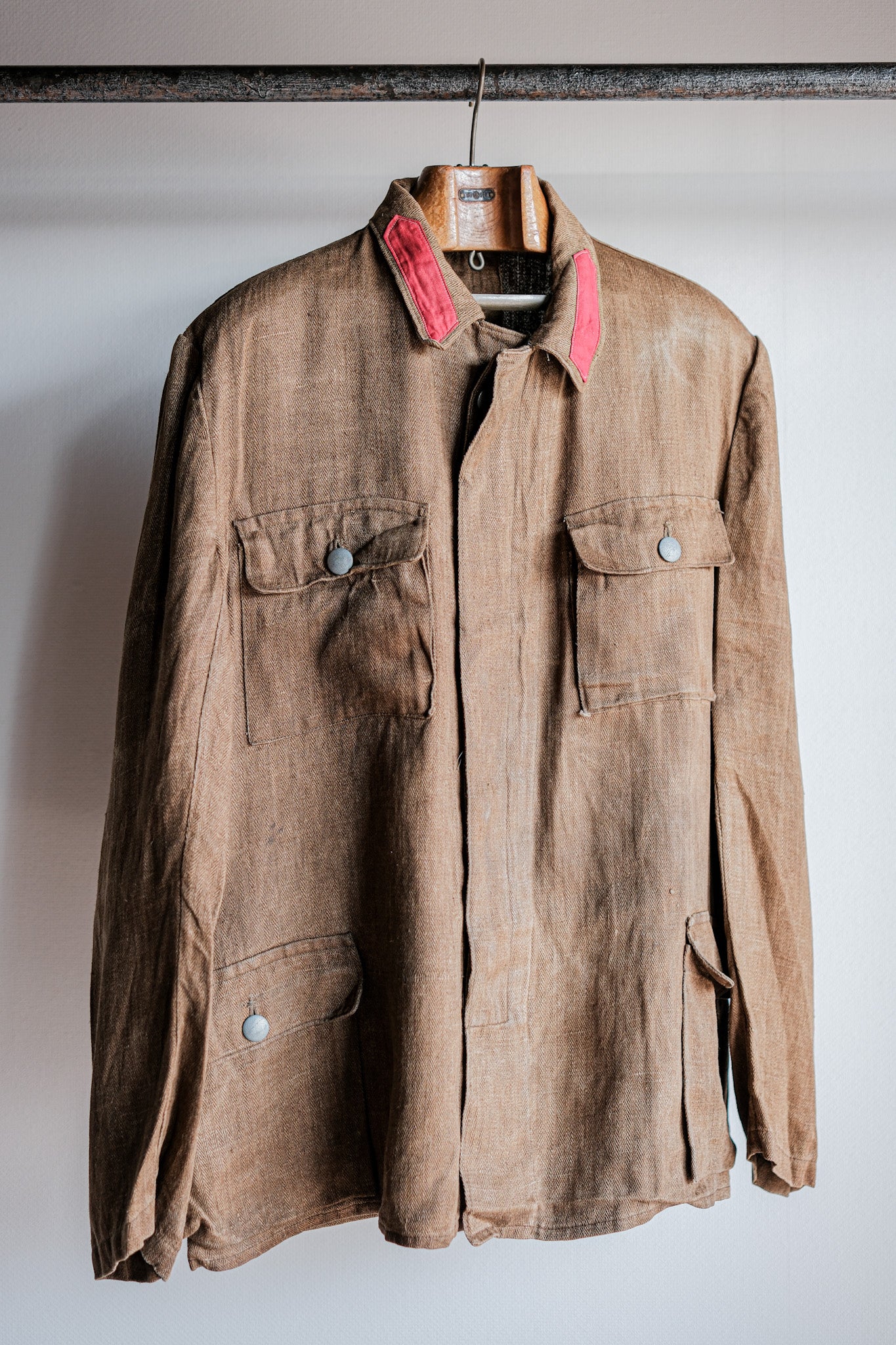 【~40's】WWⅡ German Army Drillich HBT Linen Jacket "Unusual Color" "Wehrmacht"