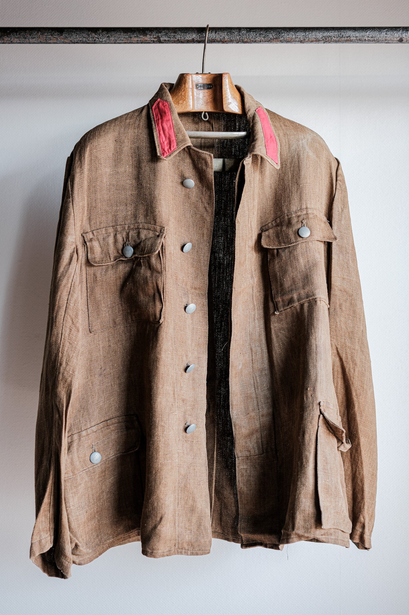【~40's】WWⅡ German Army Drillich HBT Linen Jacket "Unusual Color" "Wehrmacht"