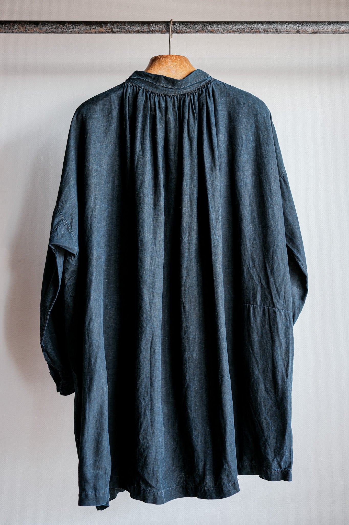 【Early 20th C】French Antique Indigo Linen Smock "Biaude"