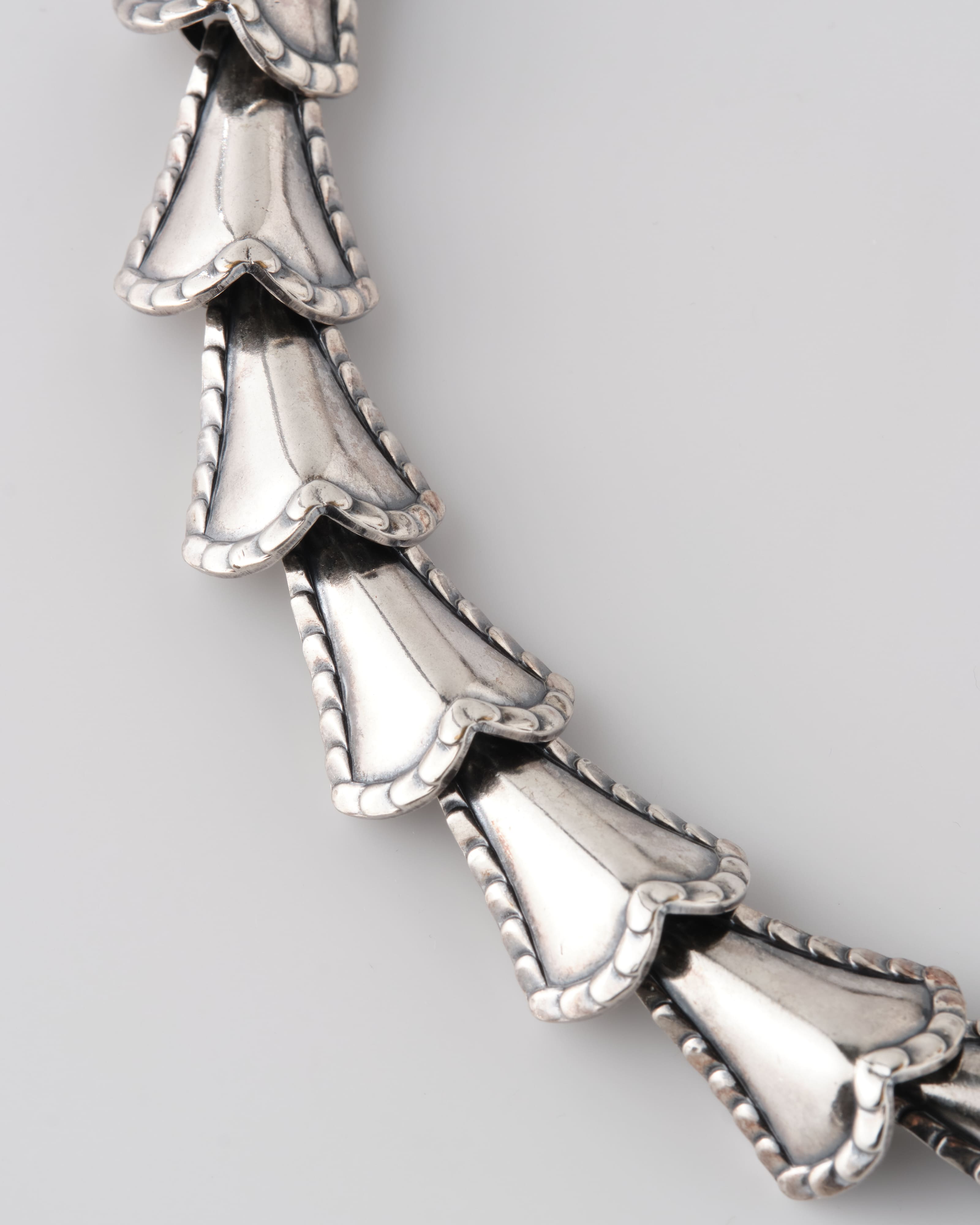 【~50's】American Vintage Silver Rope Edge Shell Link Necklace "NAPIER"