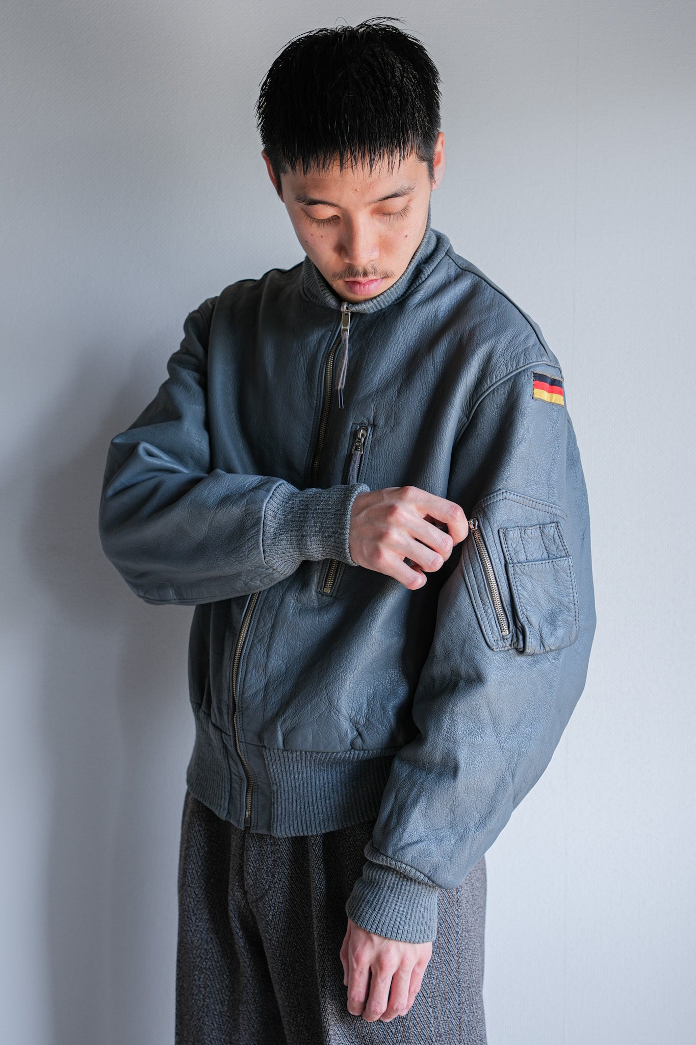 【~70’s】West German Air Force Pilot Leather Jacket Size.6