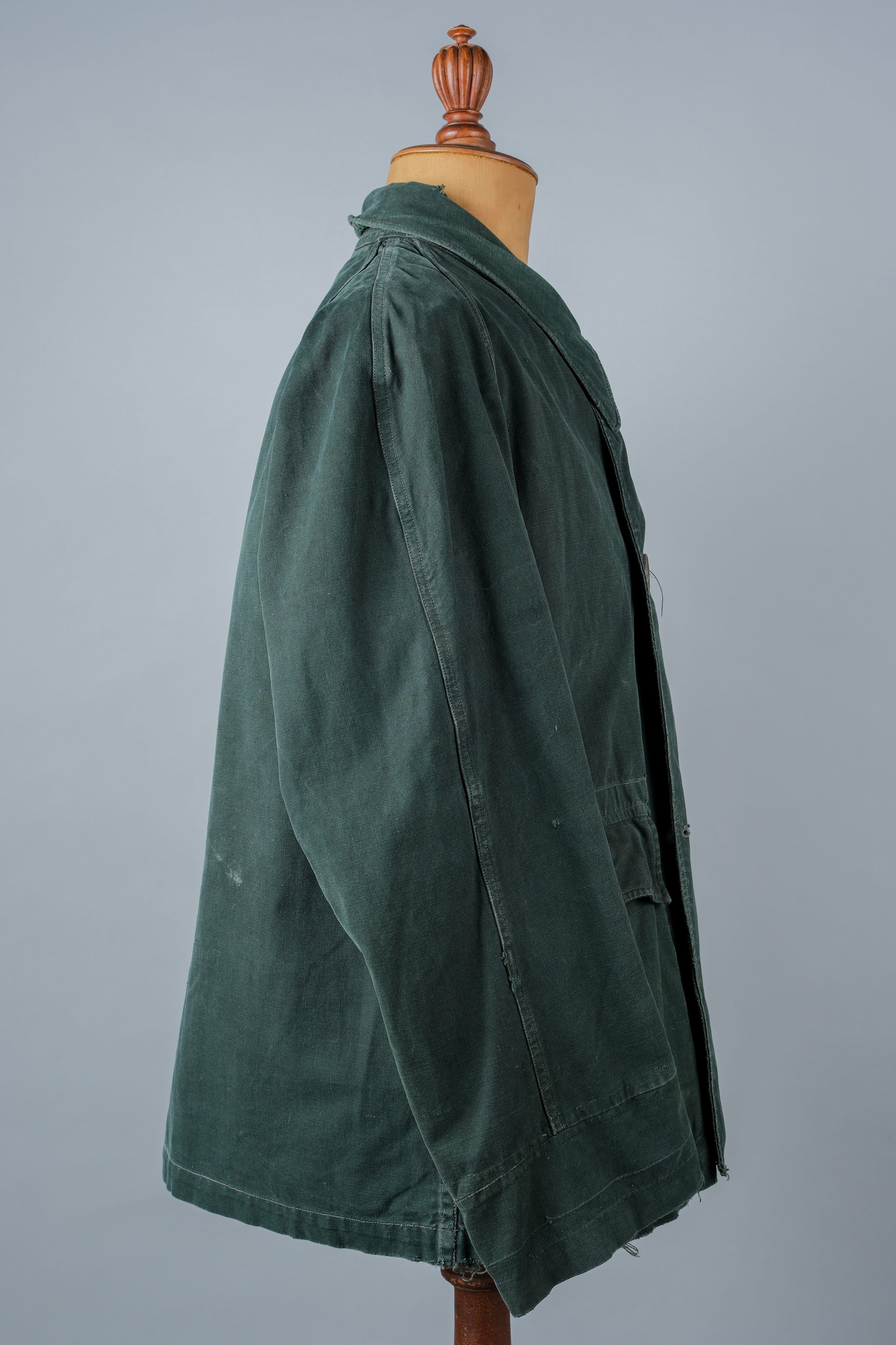 【~40's】WWII French CJF Green Cotton Linen Double Breasted Jacket "Modified"