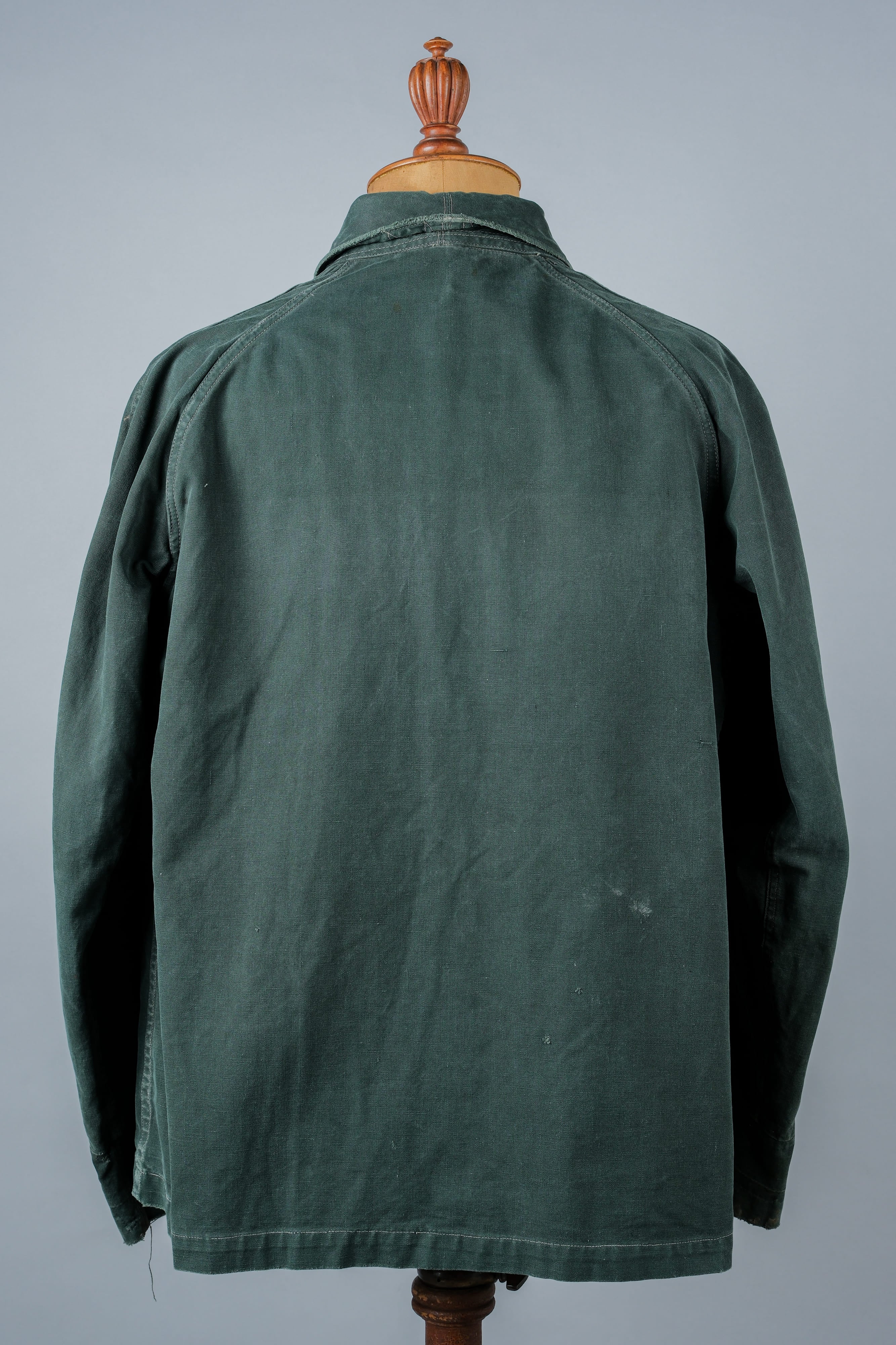 【~40's】WWII French CJF Green Cotton Linen Double Breasted Jacket "Modified"