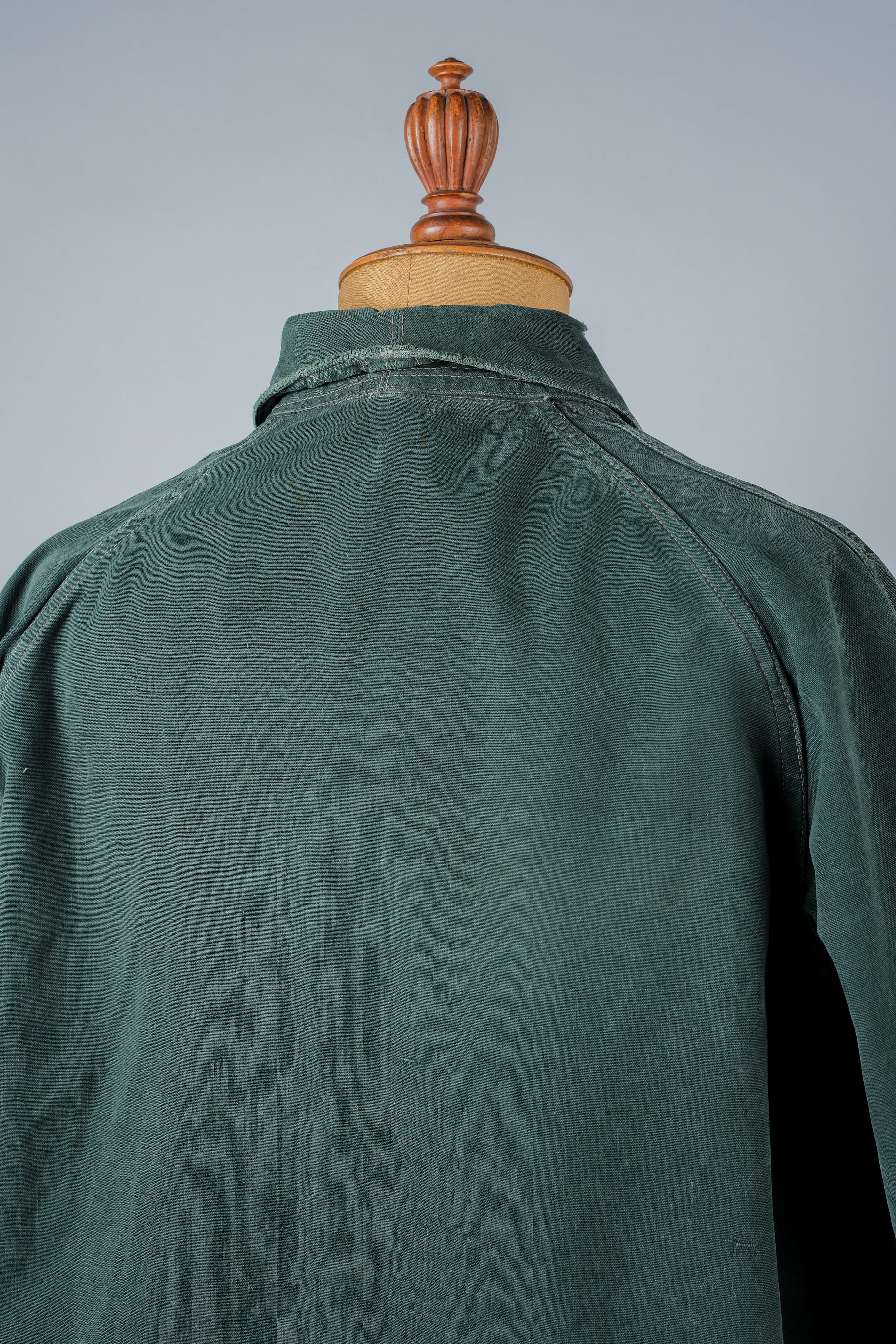 【~40's】WWII French CJF Green Cotton Linen Double Breasted Jacket "Modified"