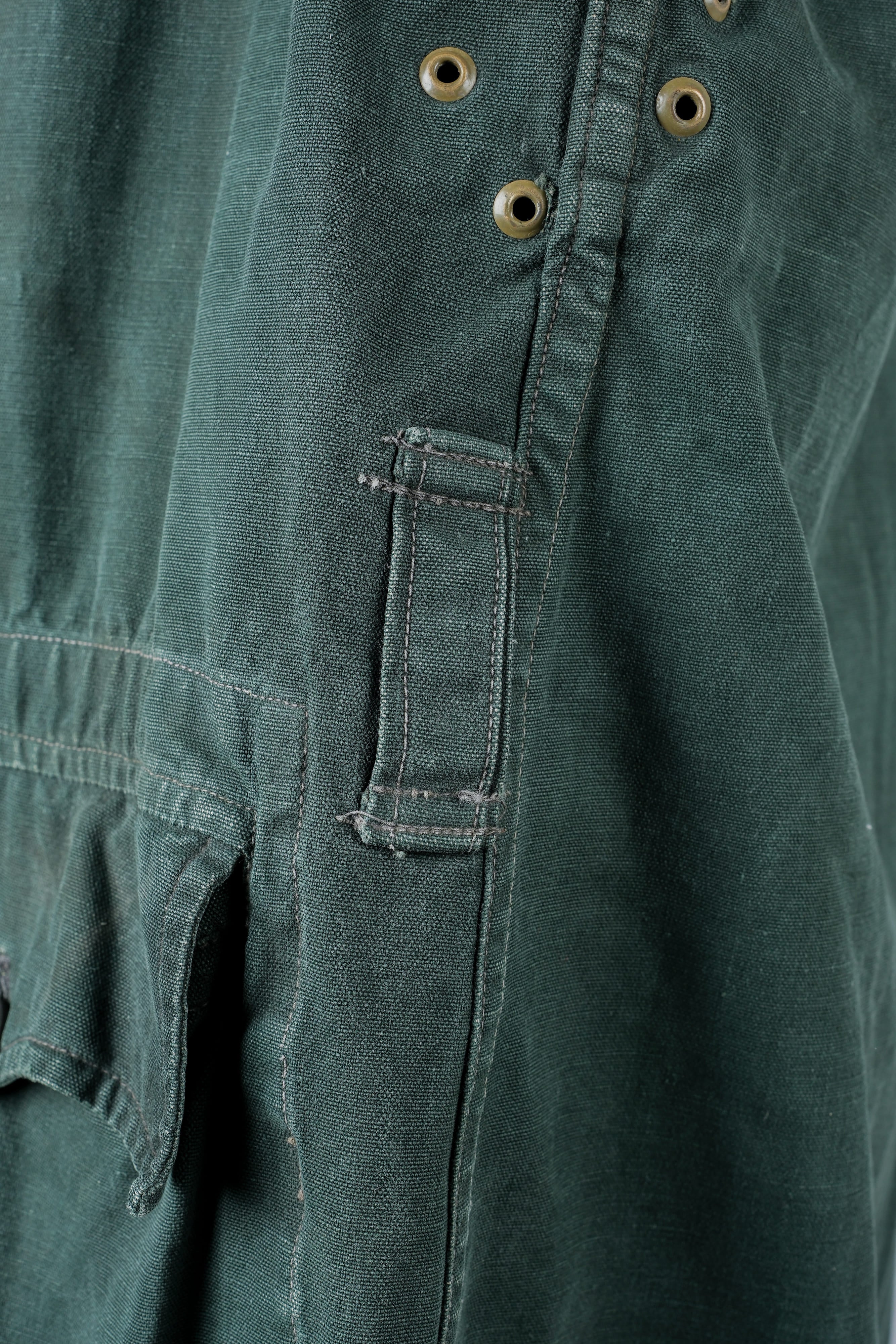 【~40's】WWII French CJF Green Cotton Linen Double Breasted Jacket "Modified"